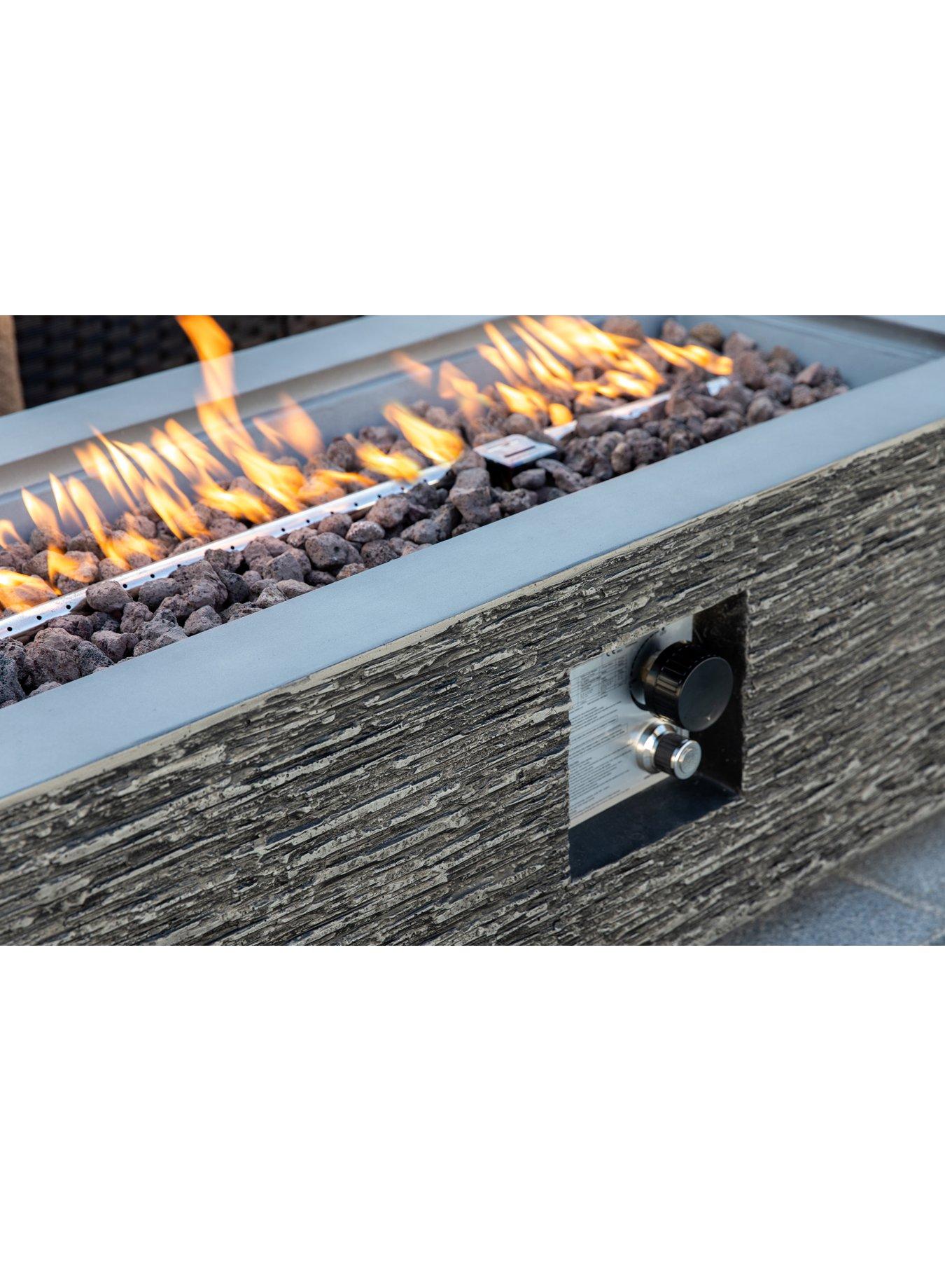 Image 6 of 6 of Teamson Home 42" Retangle Faux Stone Gas Fire Pit
