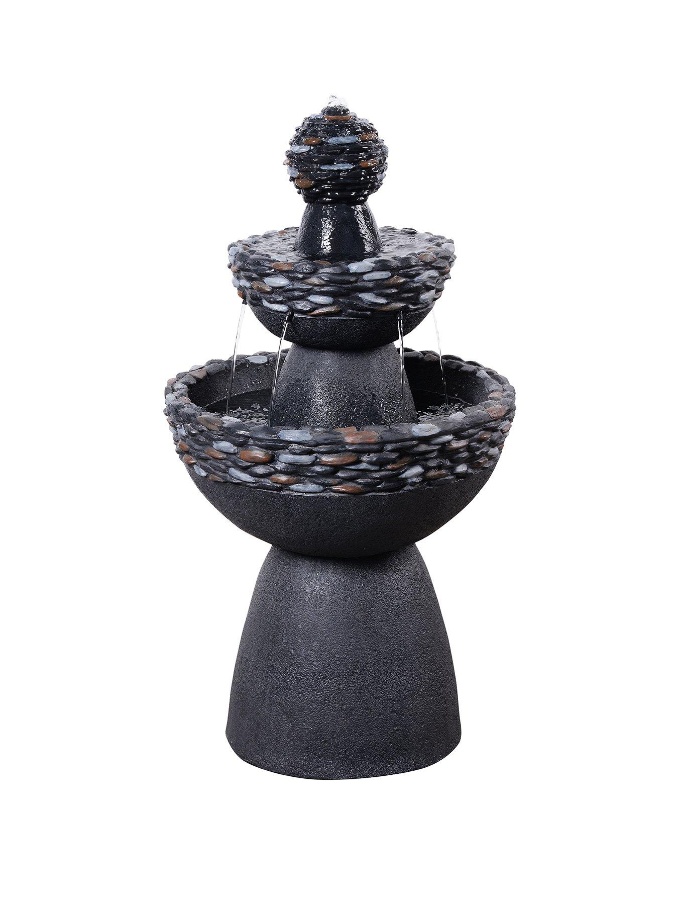 Image 2 of 7 of Teamson Home 36.5" Three-Tier Stone Pedestal Water Fountain