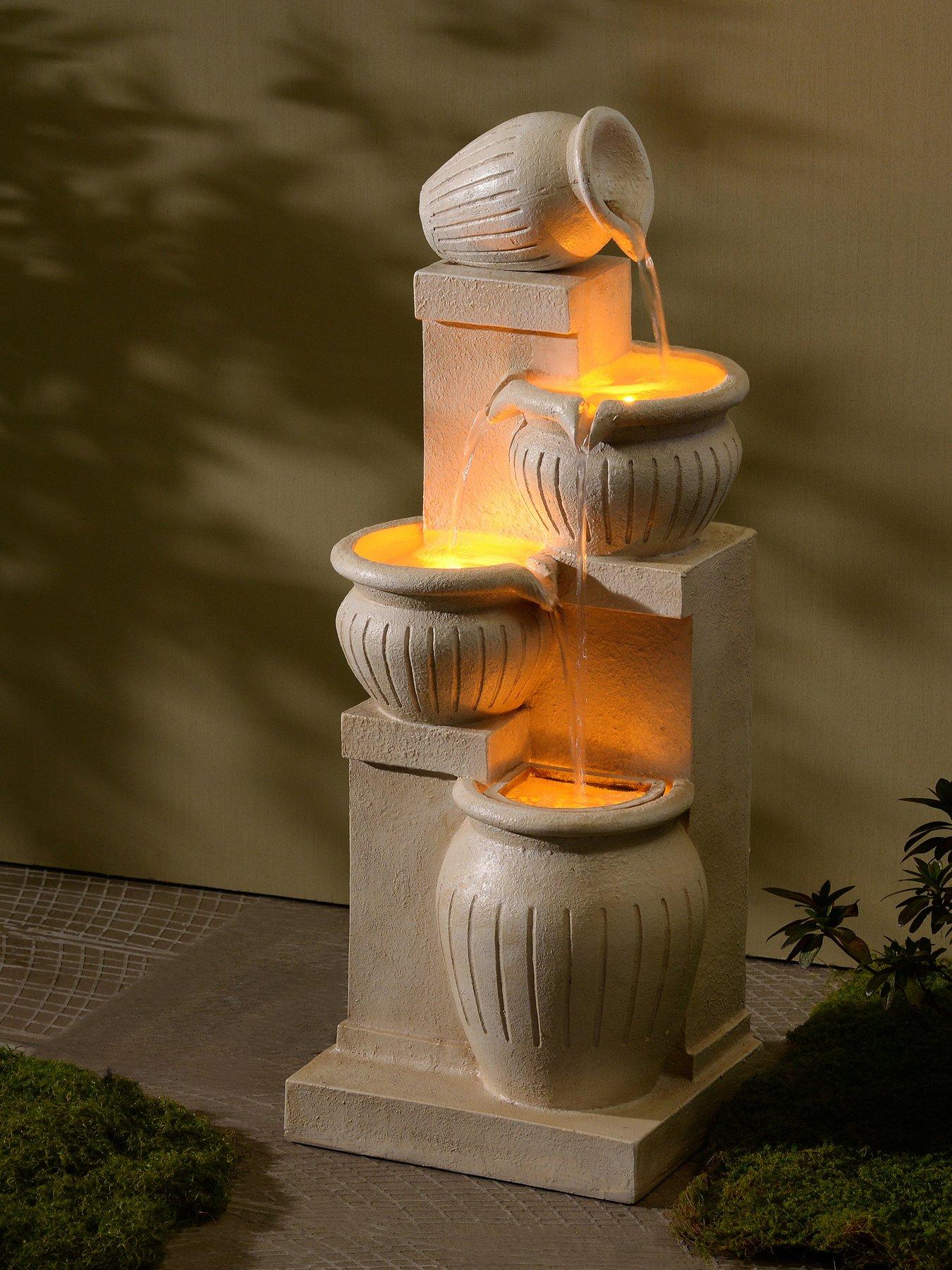 Teamson Home 28.5" Four-Tier Vertical Texture Cascading Bowl Fountain