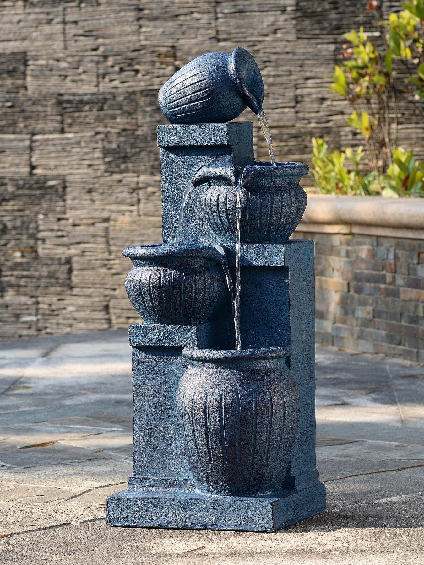 Image 1 of 7 of Teamson Home 28.5 Four-Tier Vertical Texture Cascading Bowl Fountain