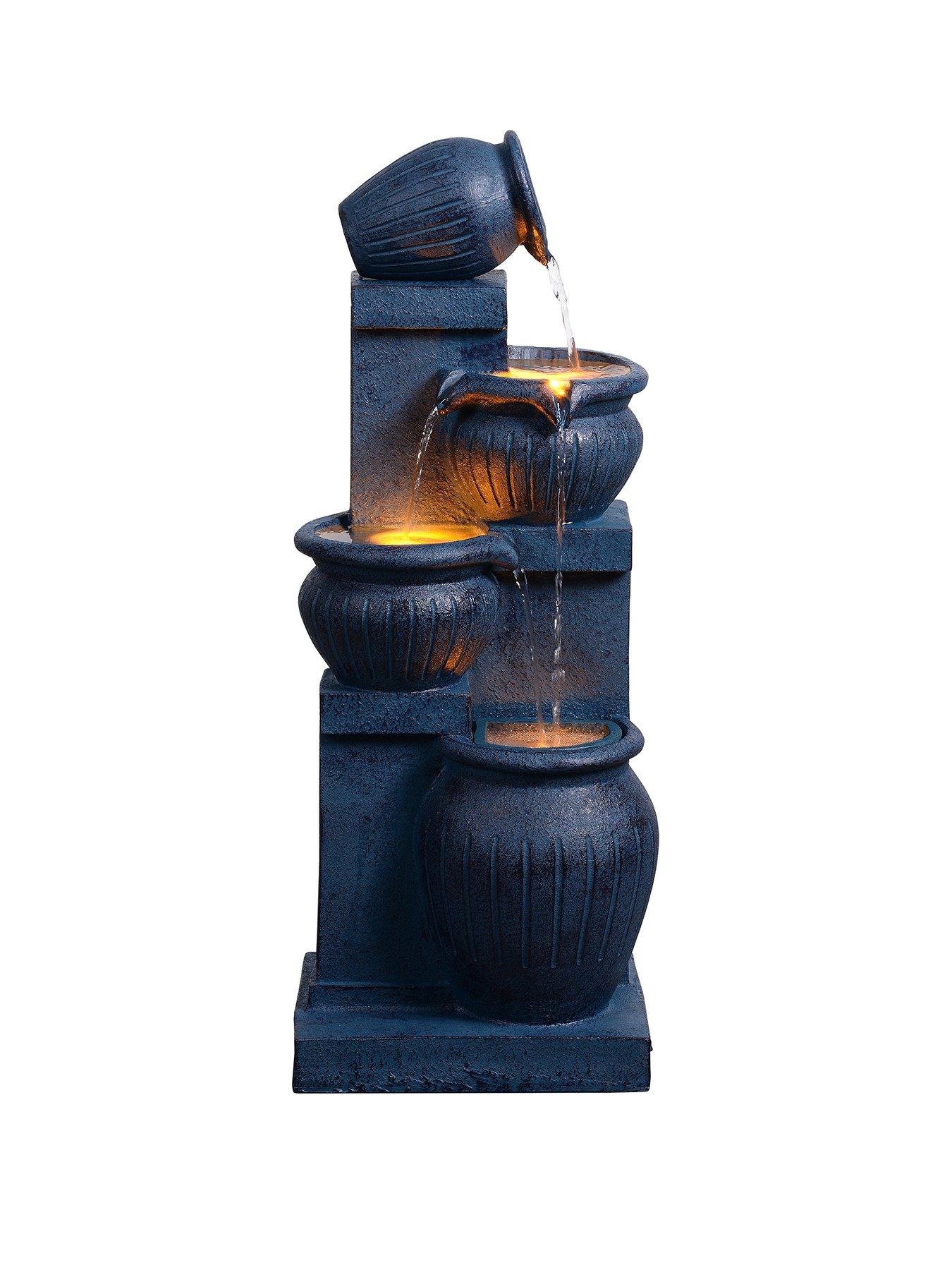 Image 2 of 7 of Teamson Home 28.5 Four-Tier Vertical Texture Cascading Bowl Fountain