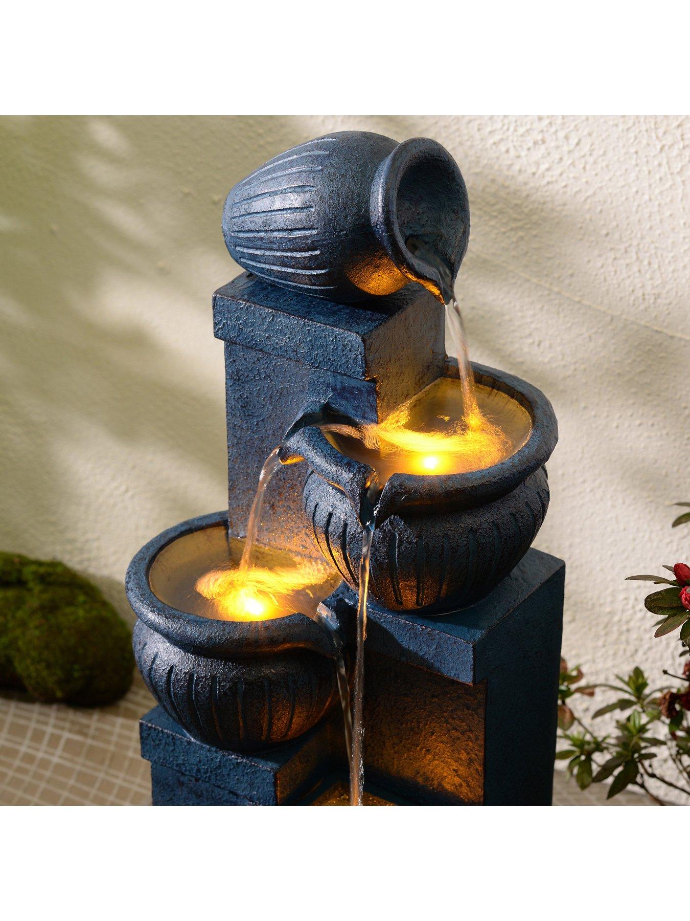 Image 7 of 7 of Teamson Home 28.5 Four-Tier Vertical Texture Cascading Bowl Fountain
