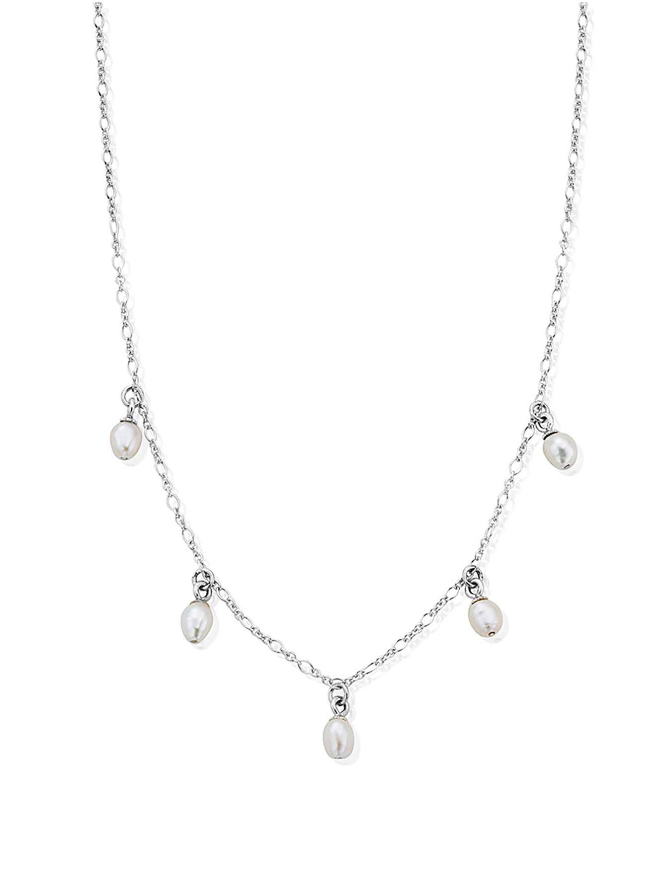 Image 1 of 4 of ChloBo Silver ethereal multi pearl drop necklace