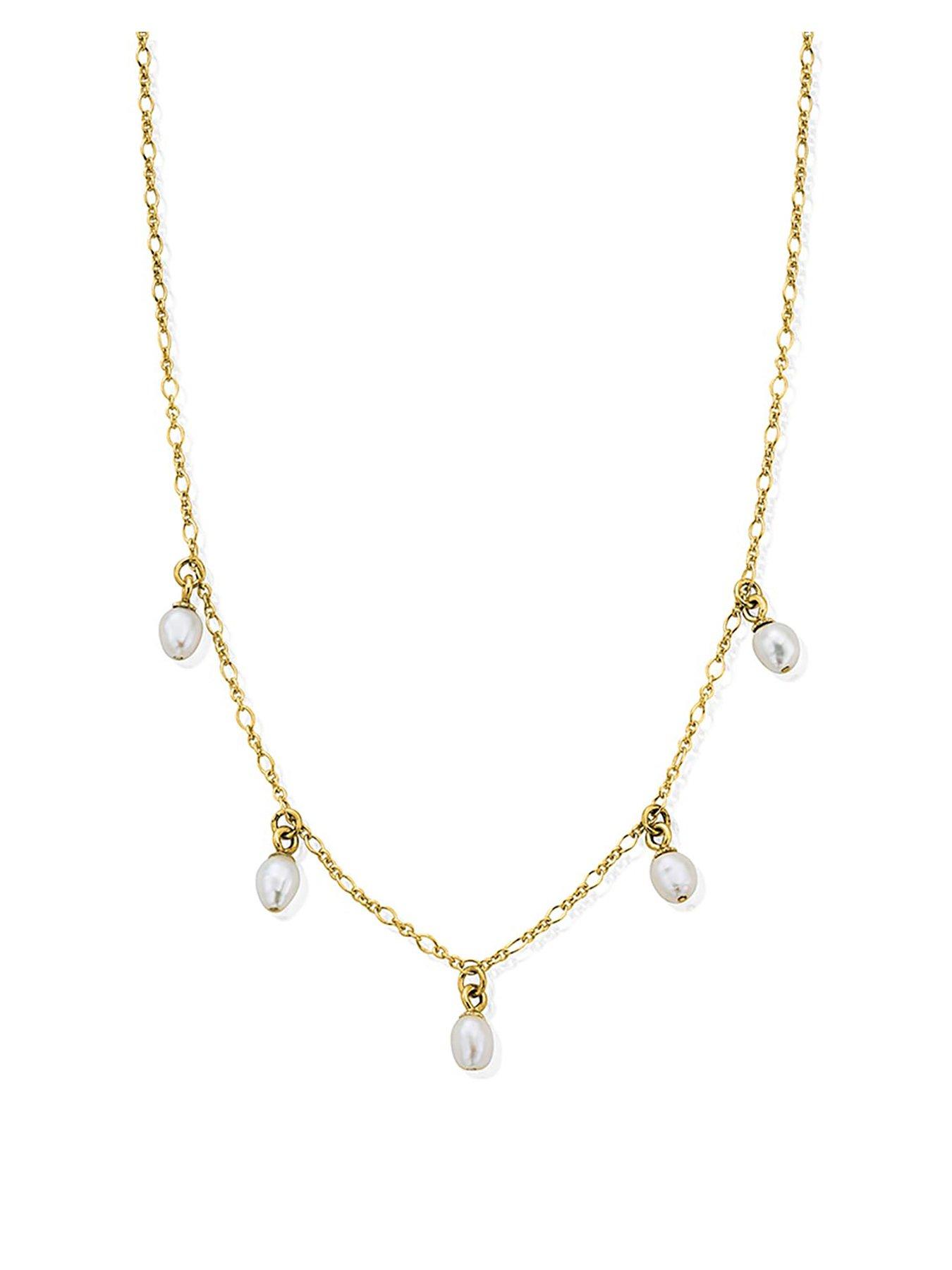Image 1 of 2 of ChloBo Gold ethereal multi pearl drop necklace
