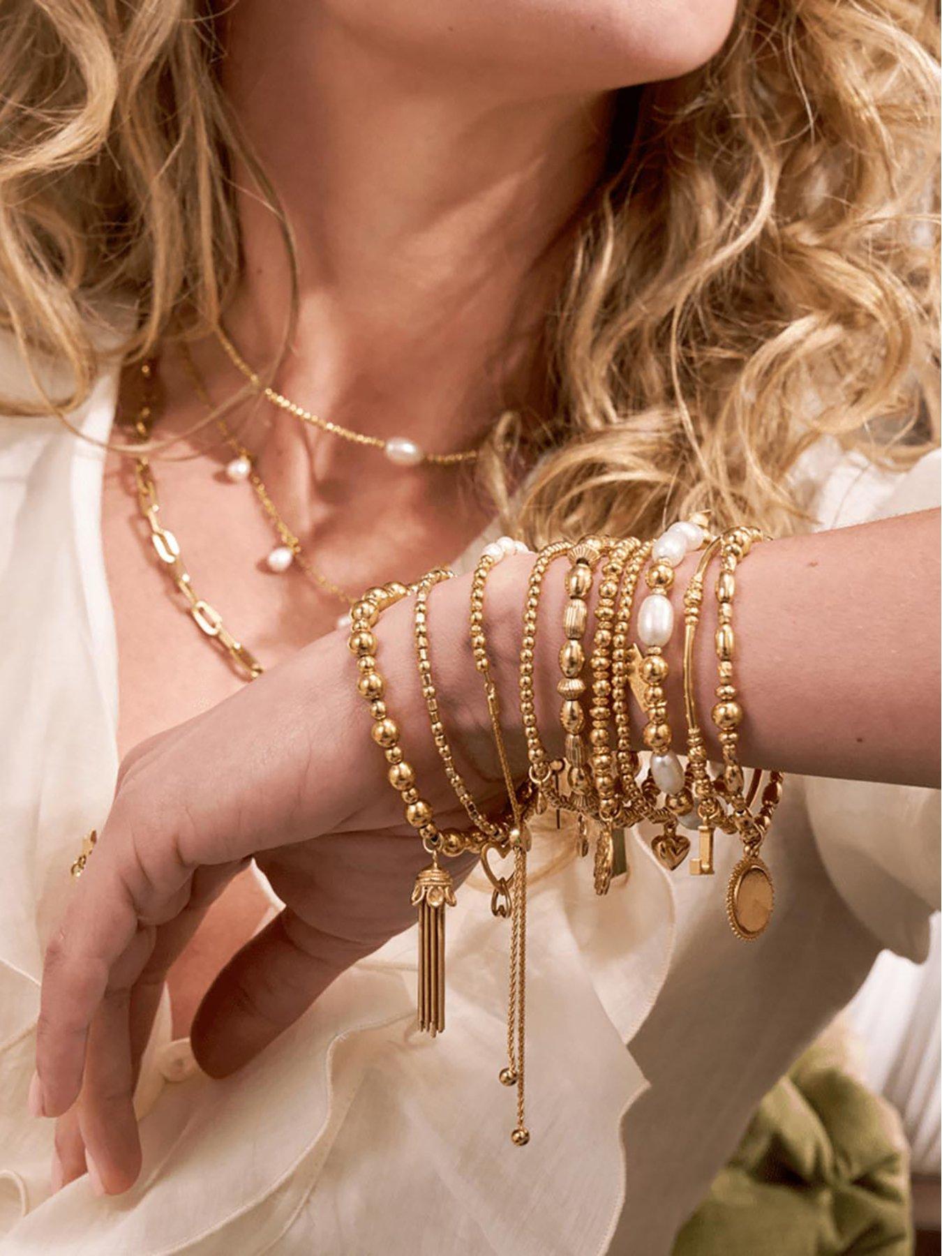 Image 2 of 2 of ChloBo Gold ethereal multi pearl drop necklace