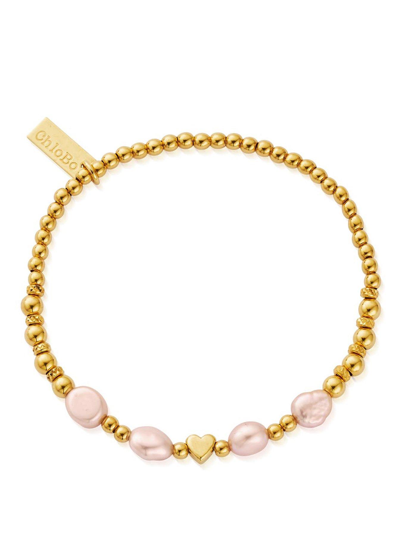 ChloBo Gold with love pink pearl bracelet