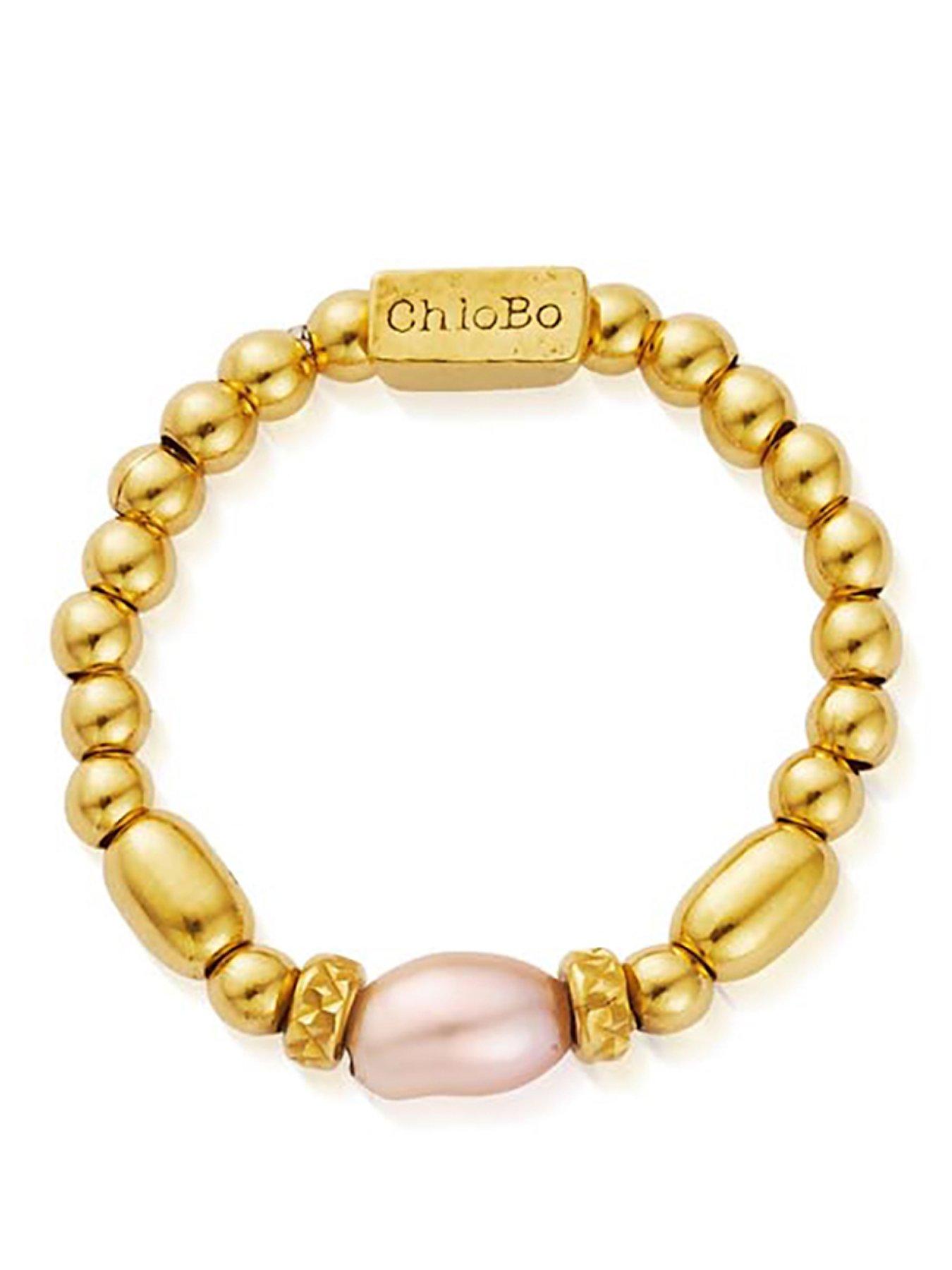 ChloBo Gold mini sparkle pink pearl ring
