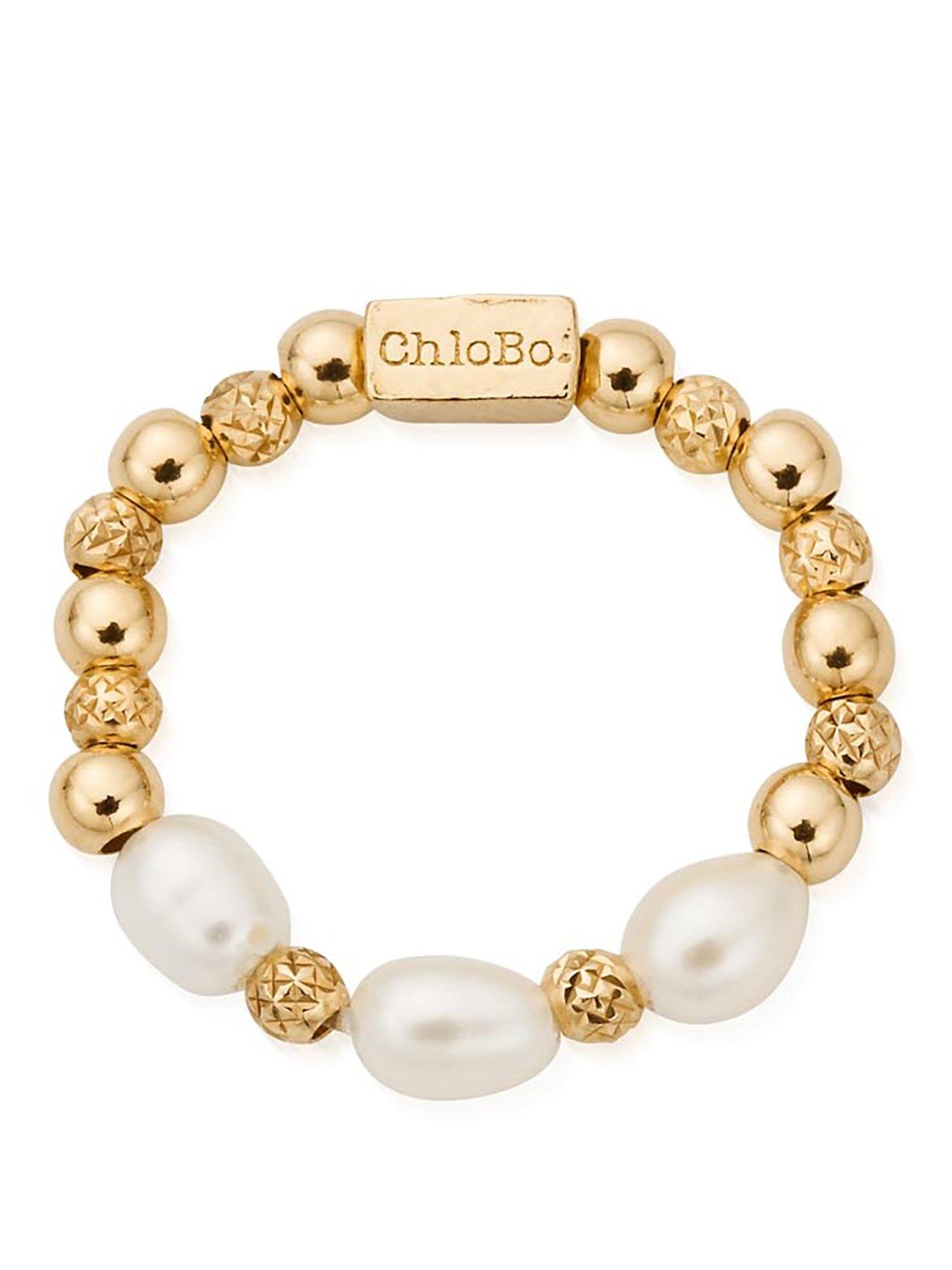 ChloBo Gold triple sparkle pearl ring