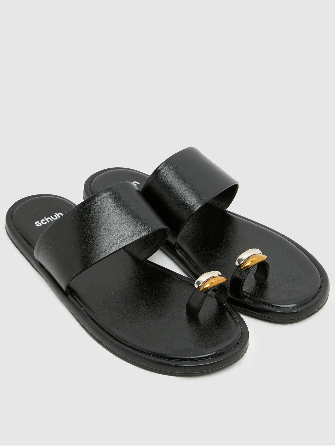 Image 1 of 4 of Schuh Thyme Metal Toe Loop Mule Sandal - Black