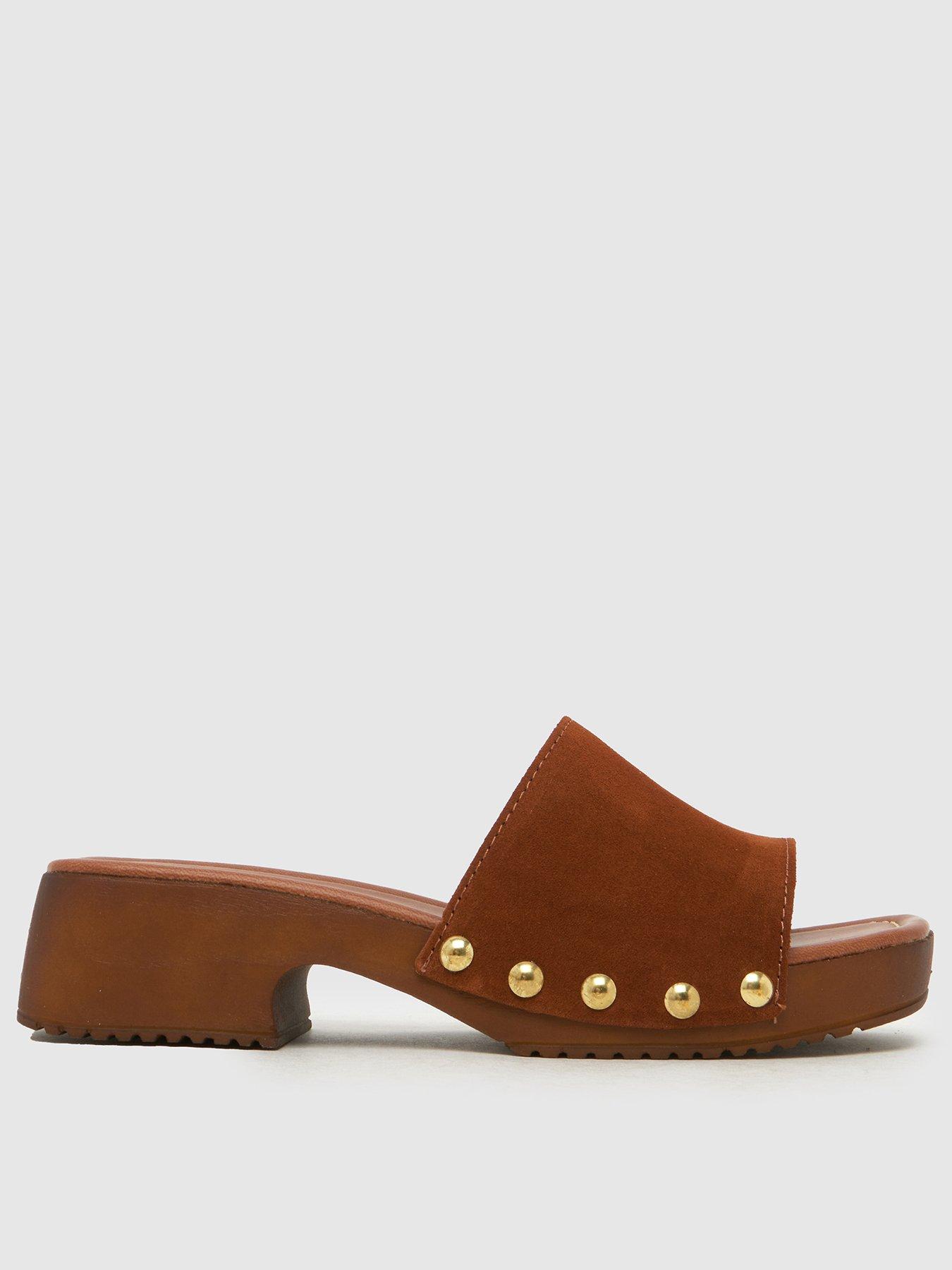 Image 1 of 4 of Schuh Verity Suede Clog Sandal - Brown