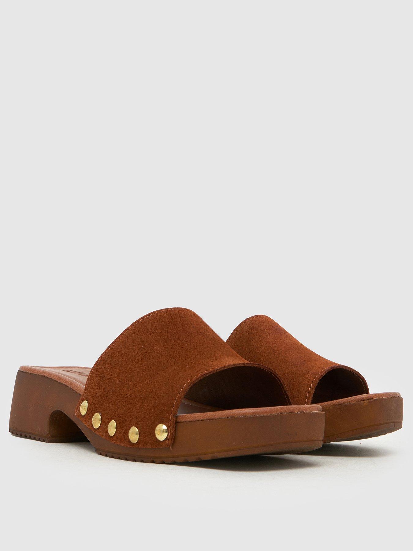 Image 2 of 4 of Schuh Verity Suede Clog Sandal - Brown