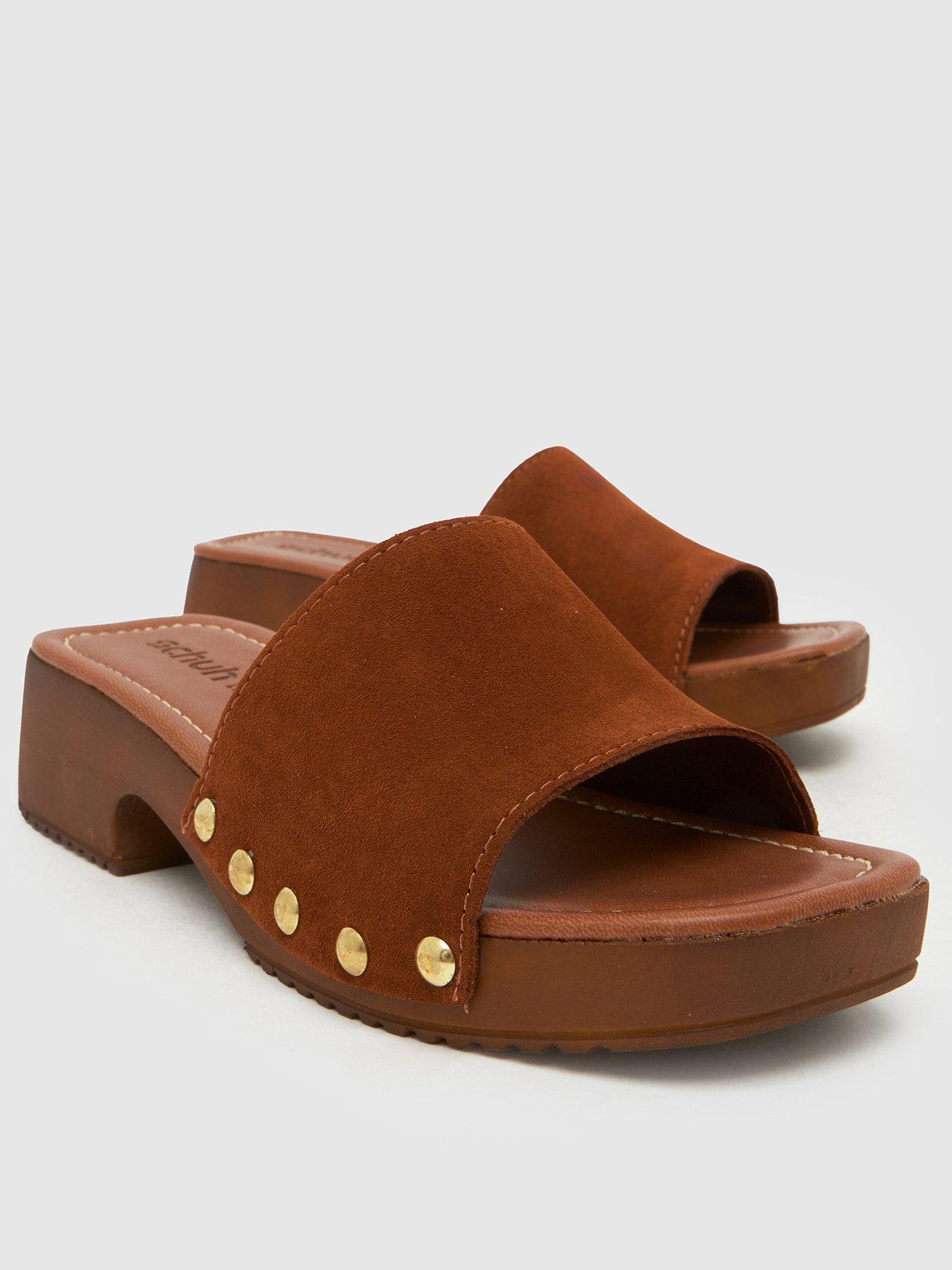 Image 3 of 4 of Schuh Verity Suede Clog Sandal - Brown