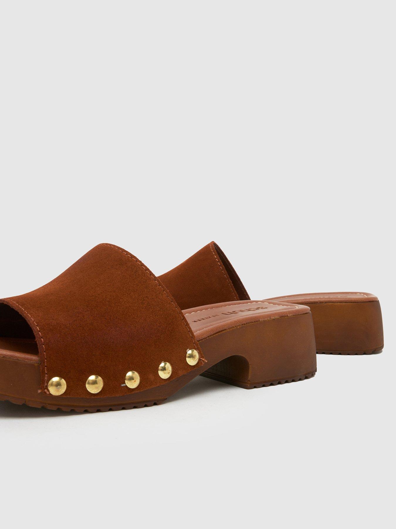 Image 4 of 4 of Schuh Verity Suede Clog Sandal - Brown