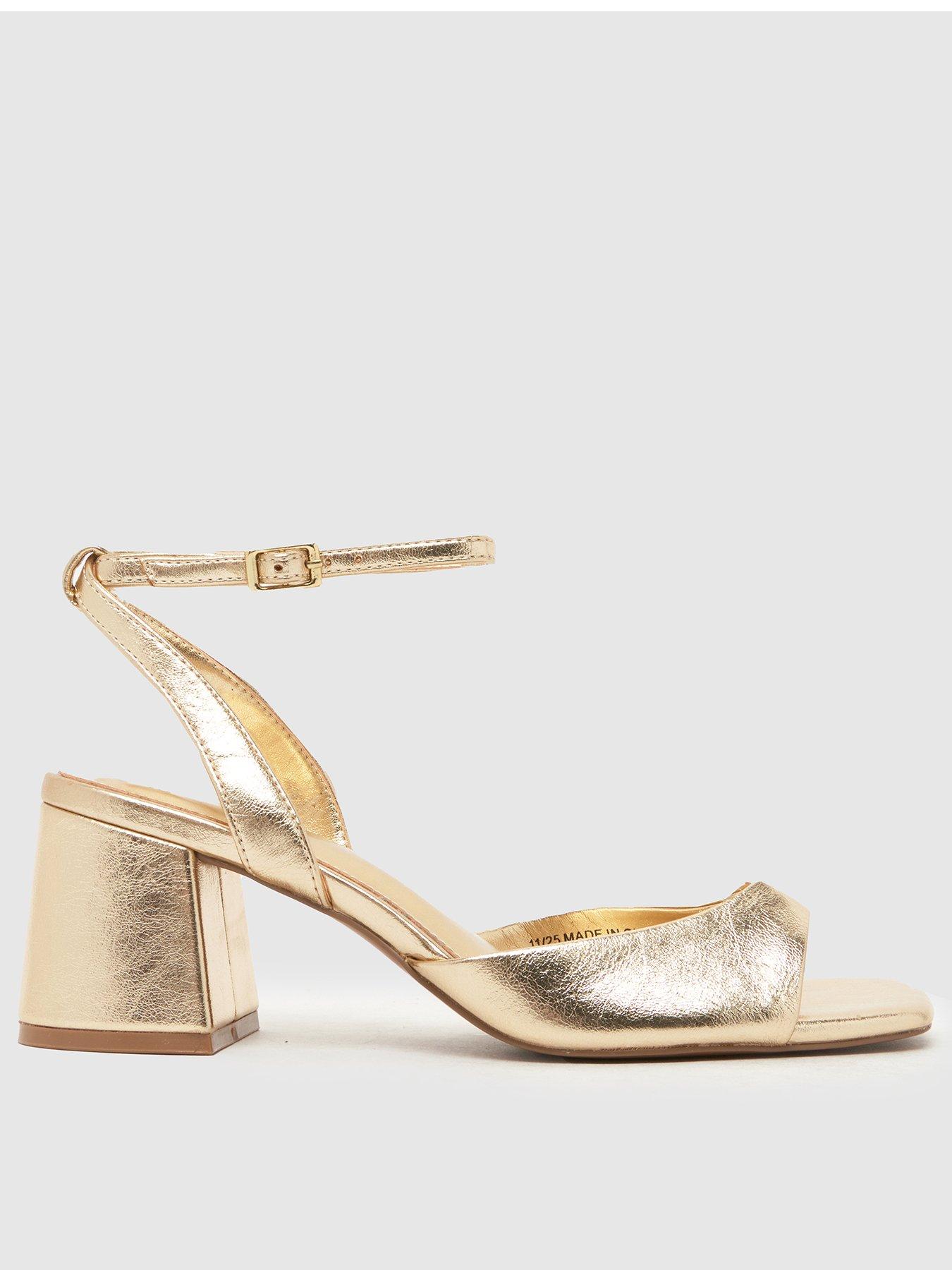 Image 1 of 4 of Schuh Wide Fit South Block Heel Sandal - Gold