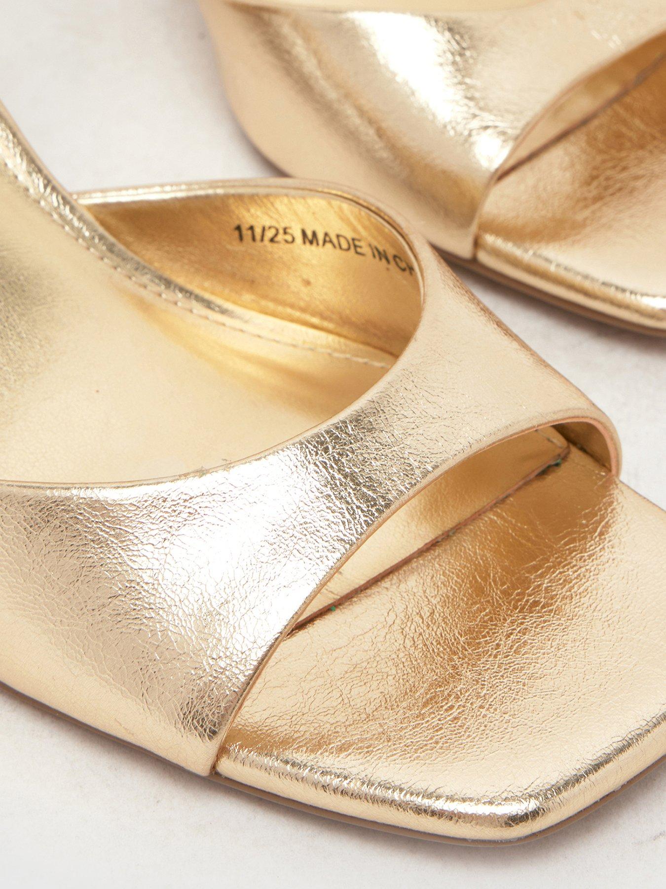 Image 2 of 4 of Schuh Wide Fit South Block Heel Sandal - Gold