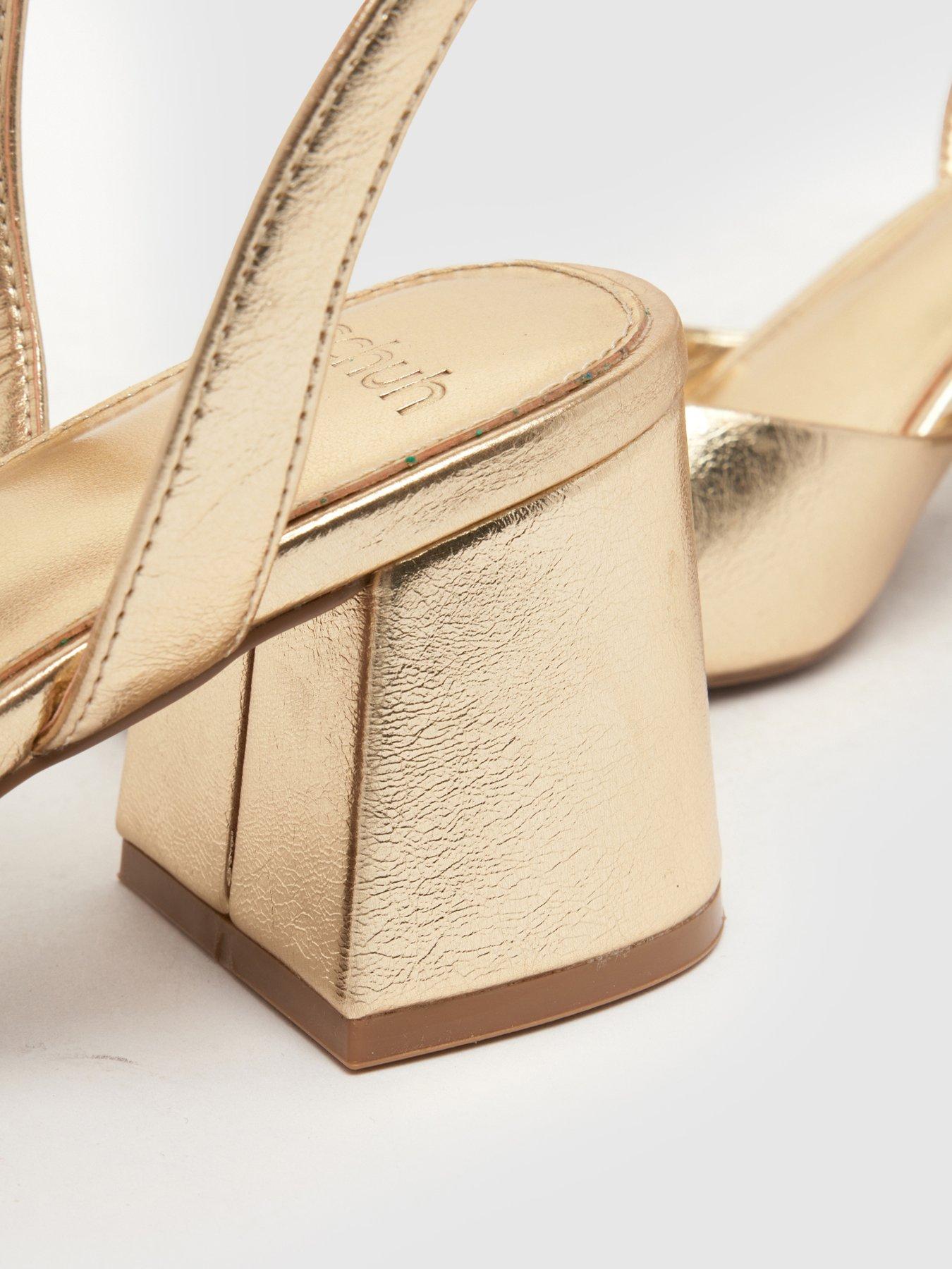 Image 3 of 4 of Schuh Wide Fit South Block Heel Sandal - Gold