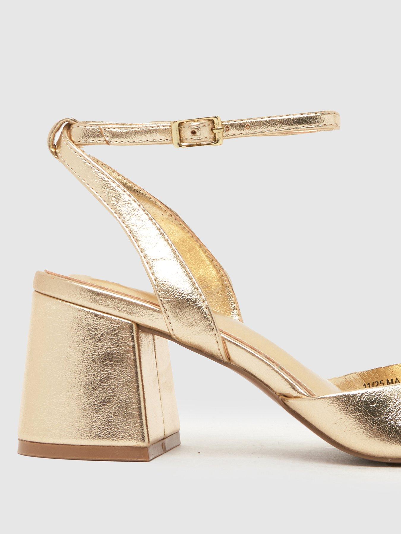 Image 4 of 4 of Schuh Wide Fit South Block Heel Sandal - Gold
