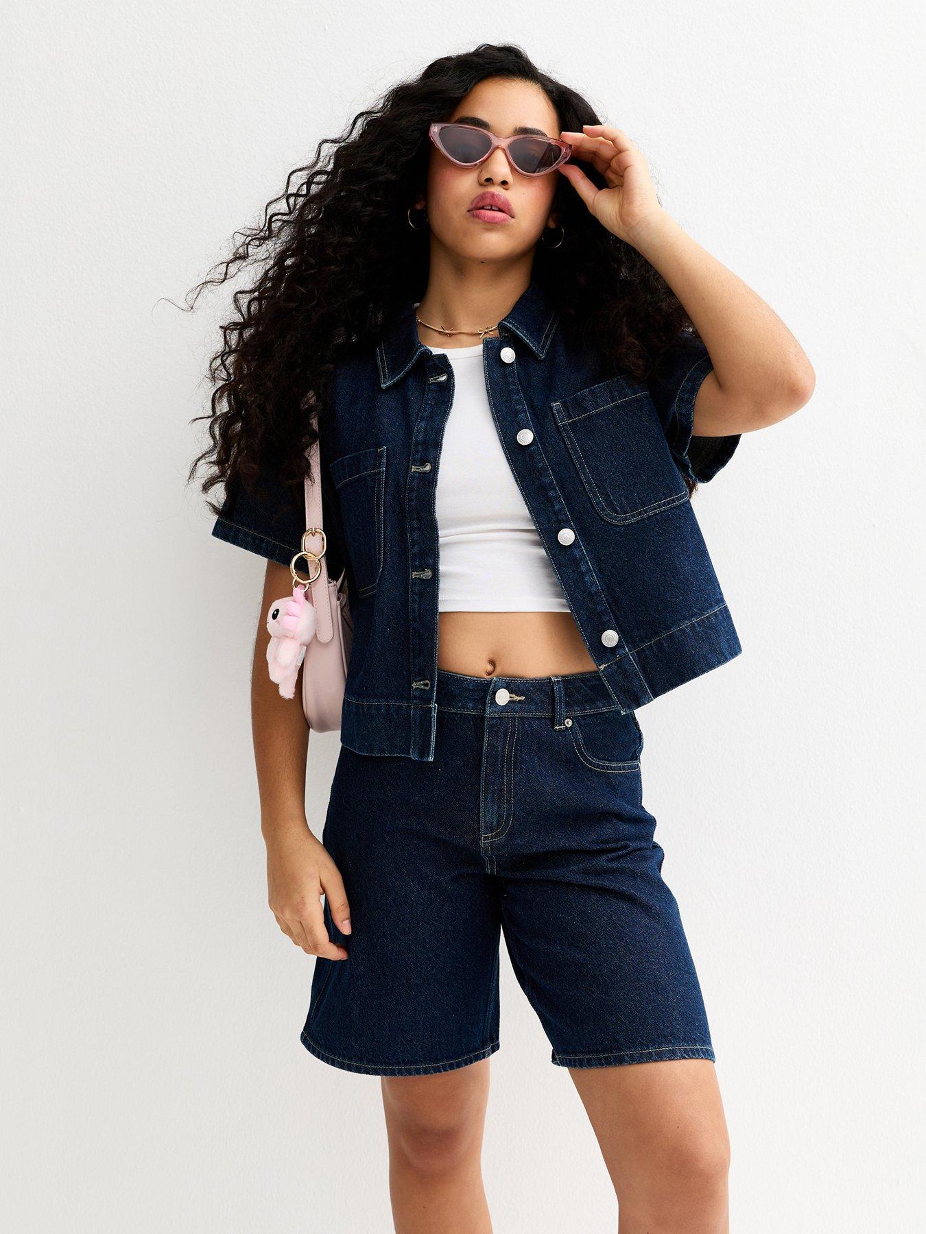 New Look 915: Girls Short Sleeve Denim Shirt - Blue