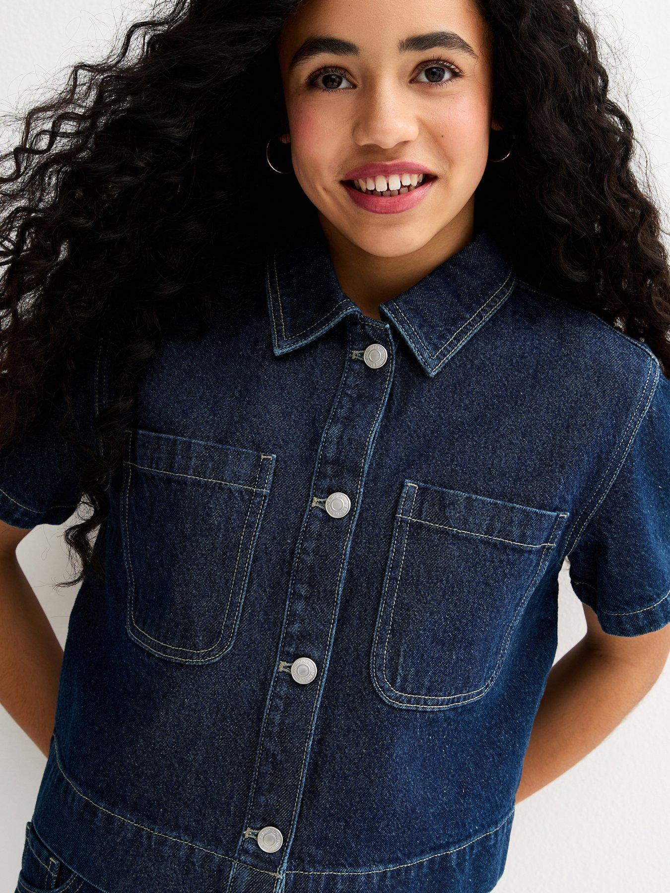 Image 5 of 6 of New Look 915 Girls Short Sleeve Denim Shirt - Blue