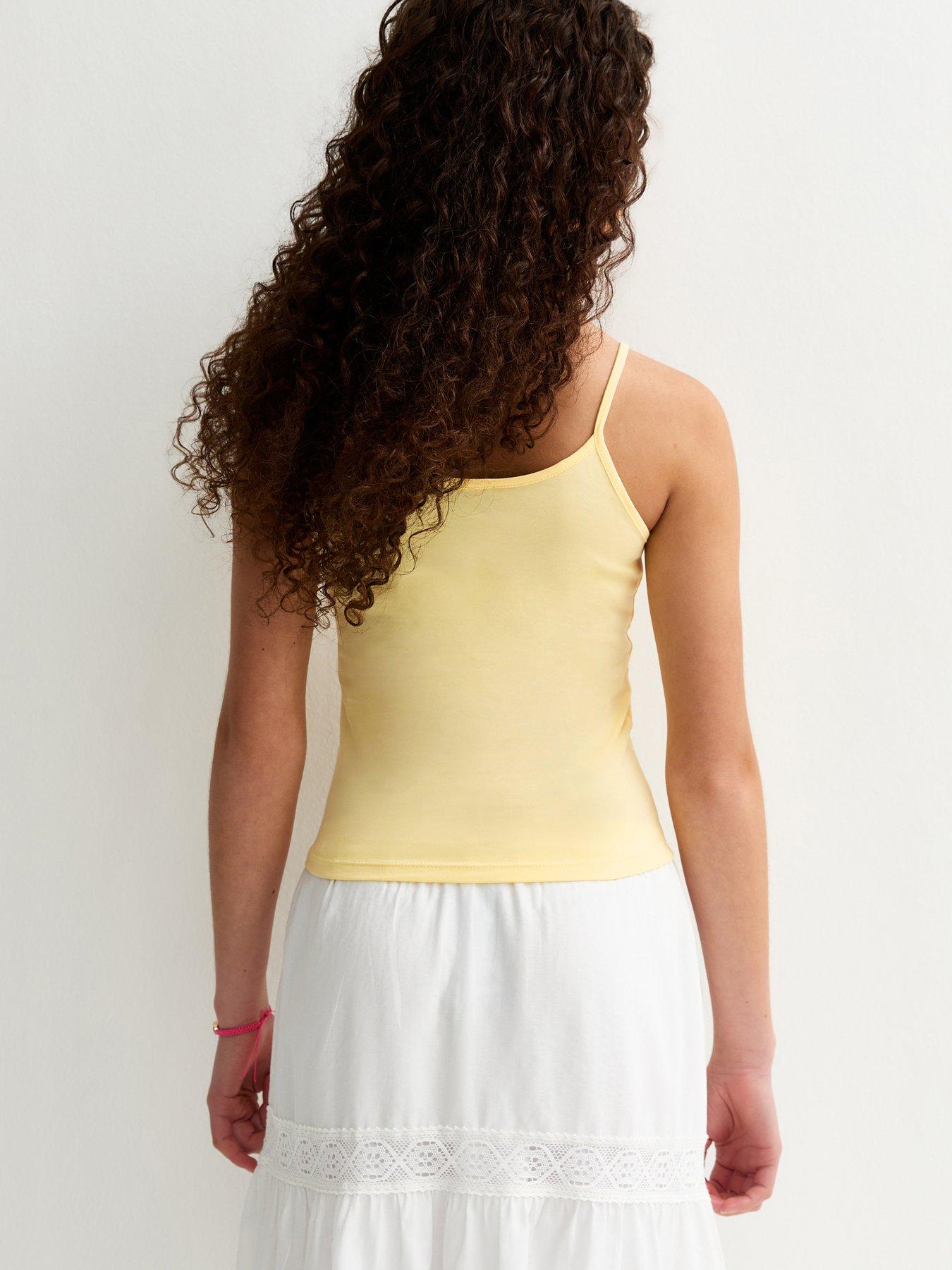 Image 2 of 7 of New Look 915 Girls Flamingo Embellished Cami Top - Light Yellow