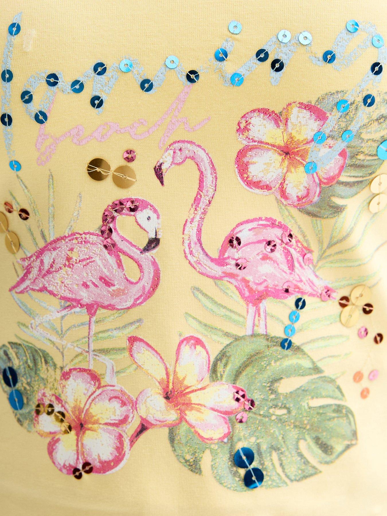 Image 7 of 7 of New Look 915 Girls Flamingo Embellished Cami Top - Light Yellow
