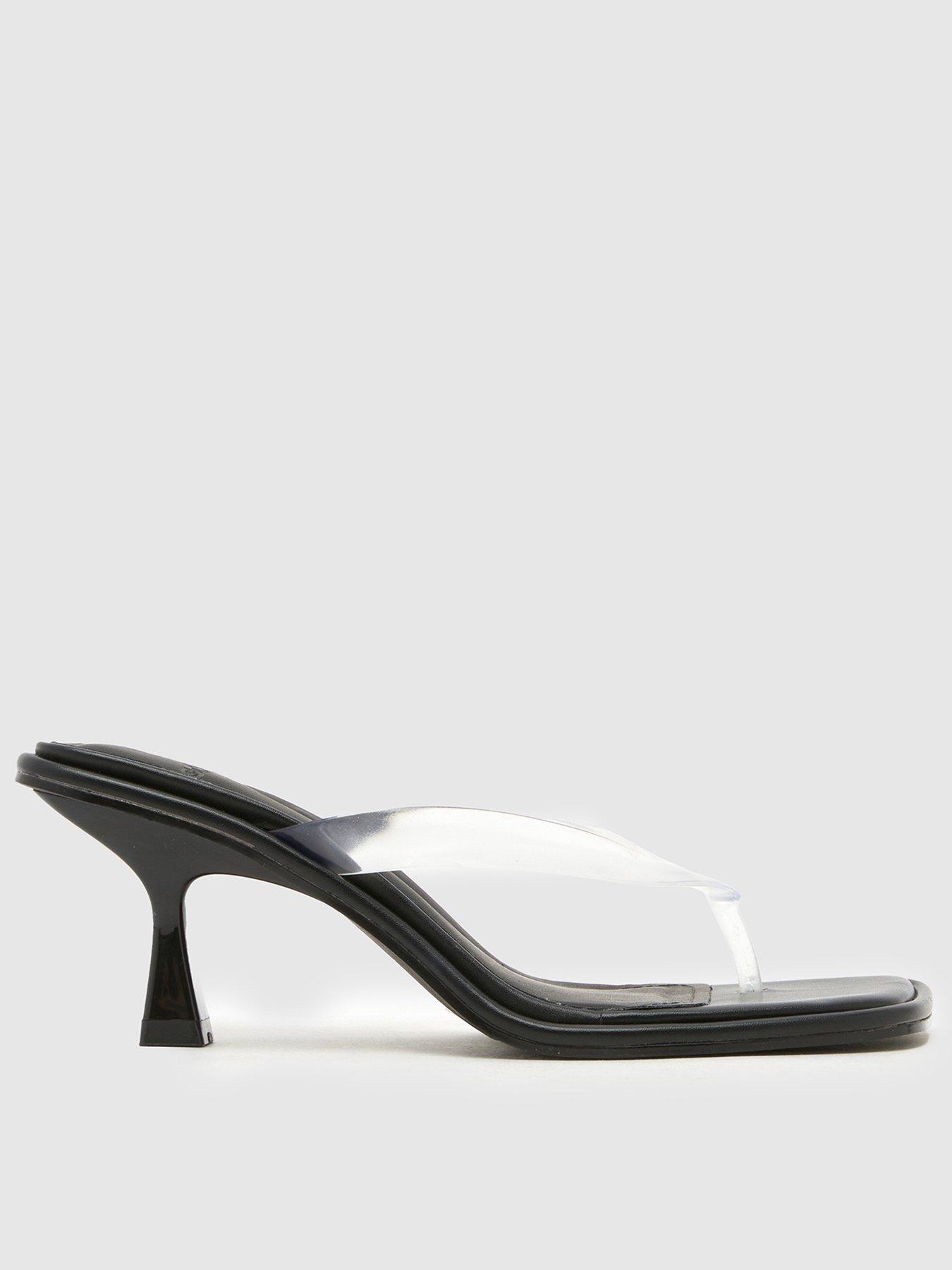 Image 1 of 4 of Schuh Salvia Clear Toe Post Heeled Sandal - Black