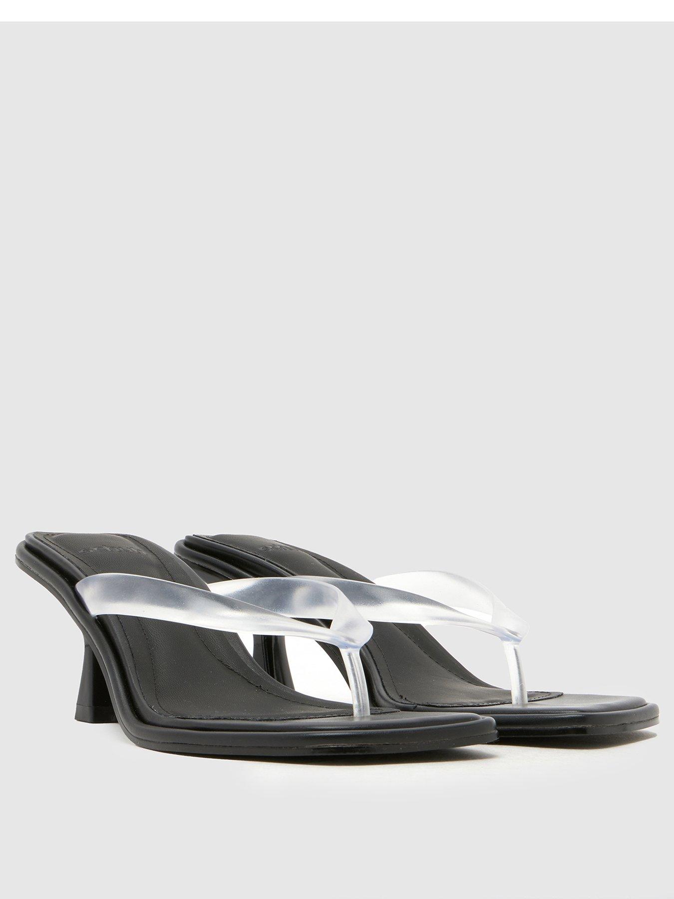 Image 2 of 4 of Schuh Salvia Clear Toe Post Heeled Sandal - Black