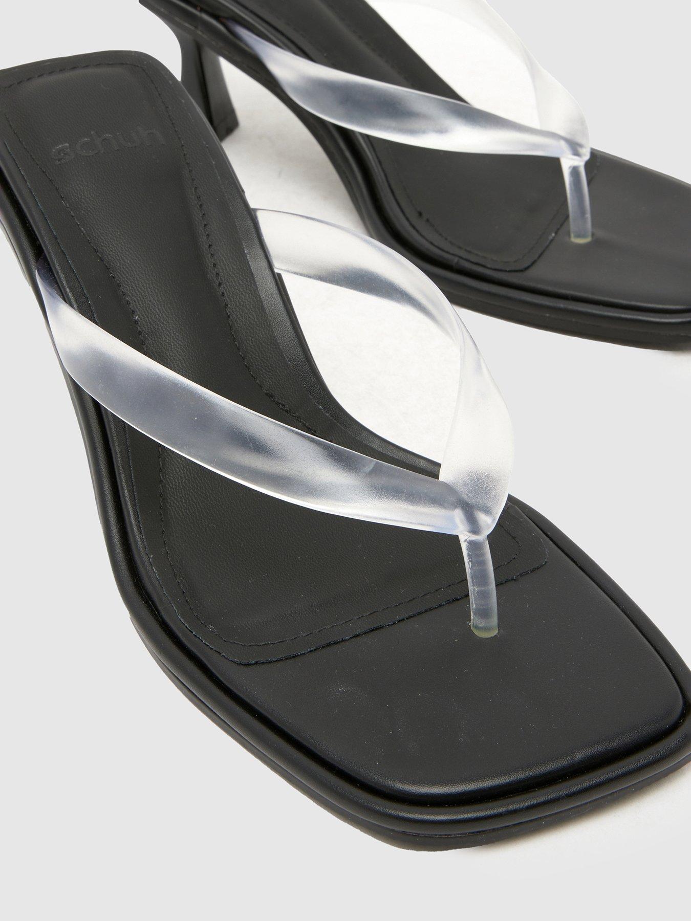 Image 3 of 4 of Schuh Salvia Clear Toe Post Heeled Sandal - Black
