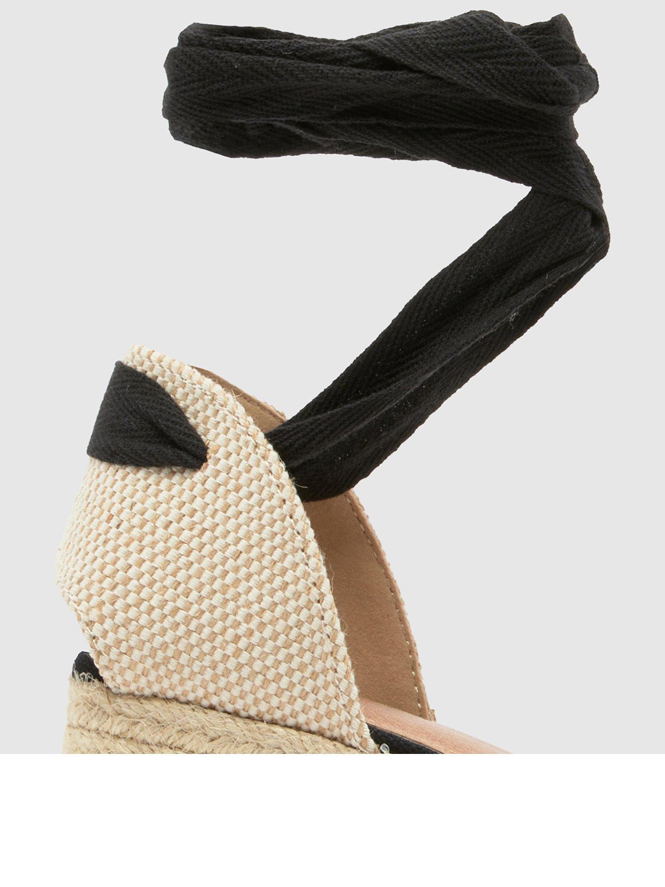Image 2 of 4 of Schuh Wide Fit Veronica Espadrille Wedge Sandals &nbsp;- Black