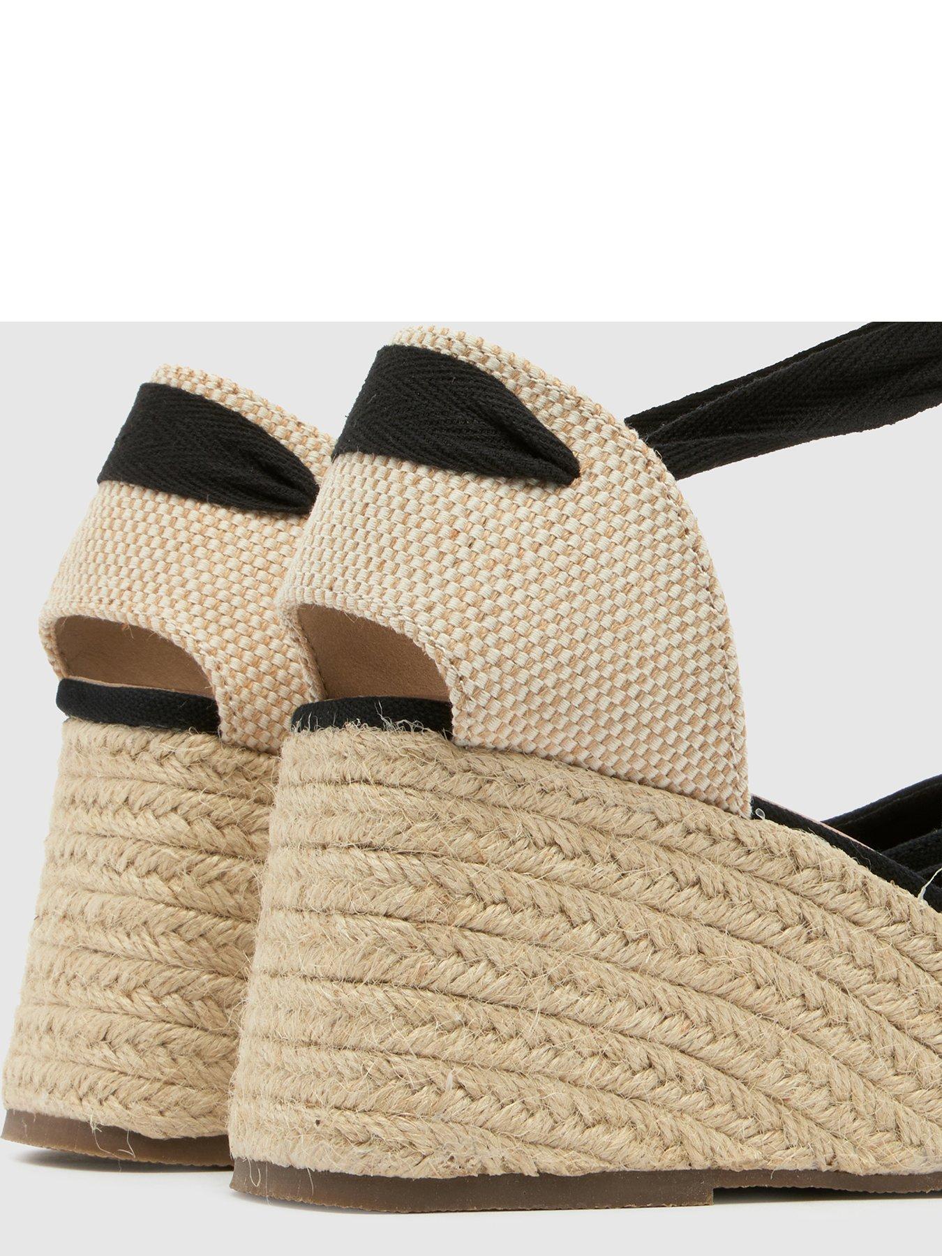 Image 4 of 4 of Schuh Wide Fit Veronica Espadrille Wedge Sandals &nbsp;- Black