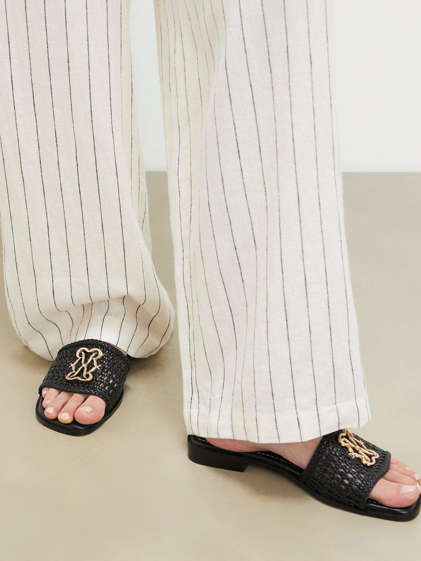 Image 1 of 5 of River Island Signature Weave Mule Sandal - Black