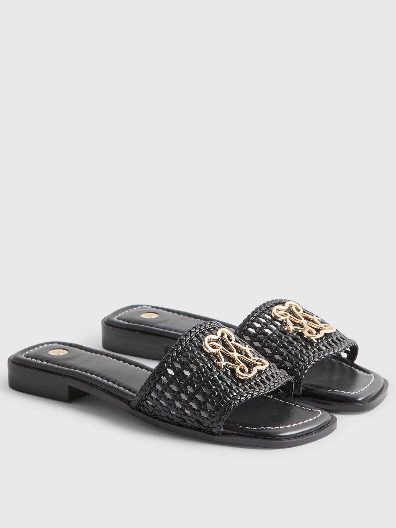 Image 3 of 5 of River Island Signature Weave Mule Sandal - Black