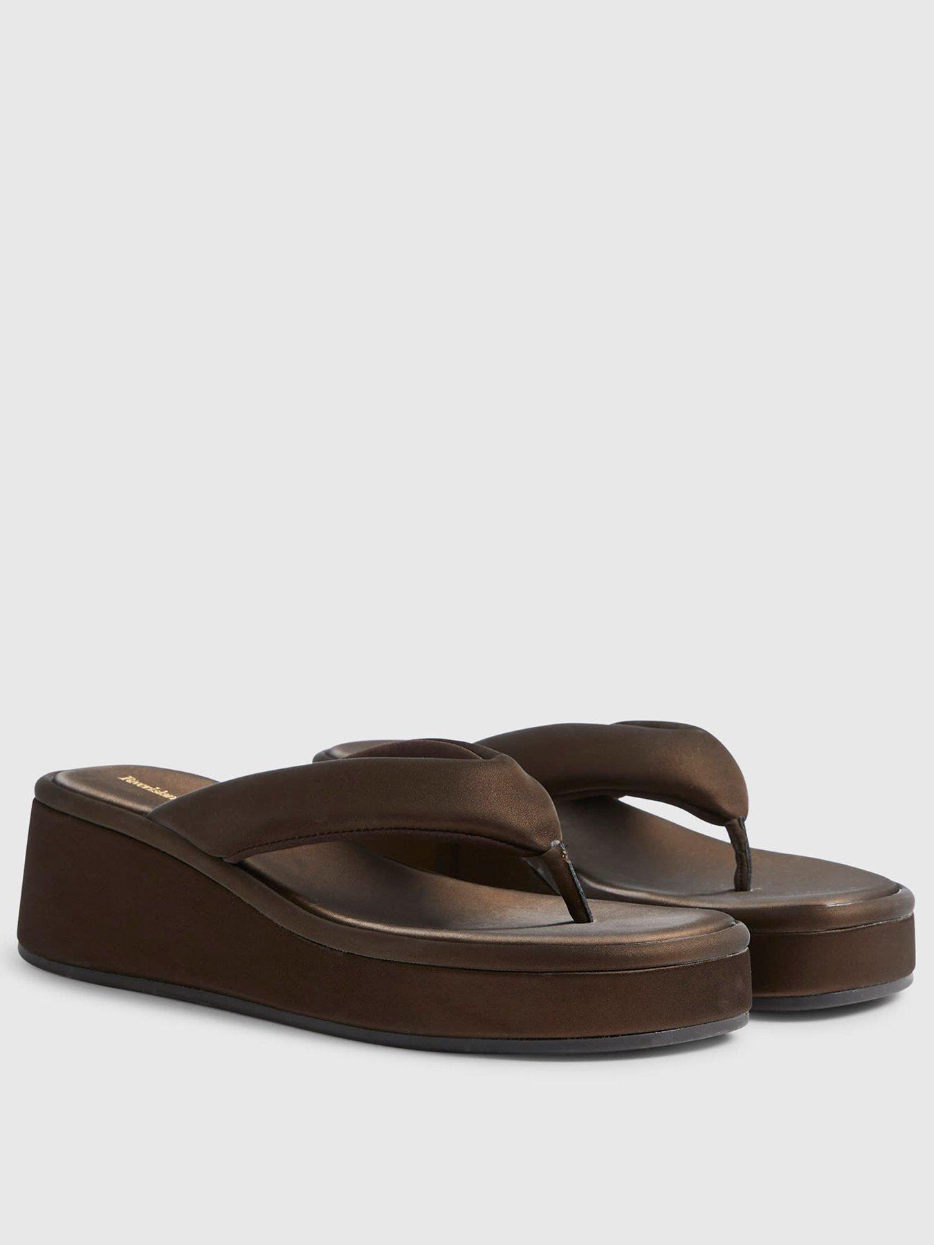 Image 3 of 6 of River Island Padded Thong Flatform Sandal - Brown