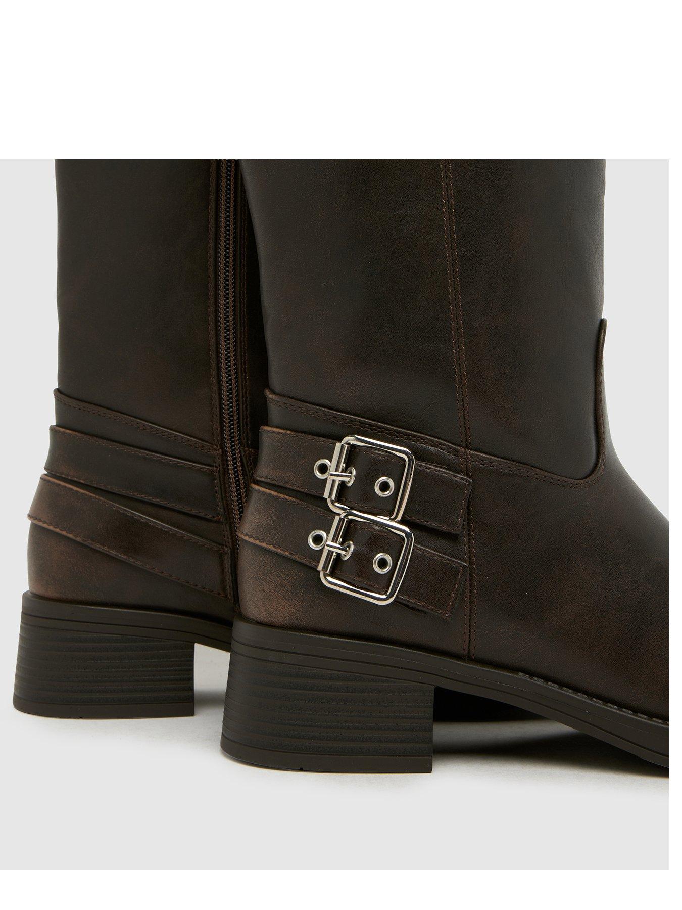 Image 2 of 4 of Schuh Disk Buckle Biker Boot - Brown Pu