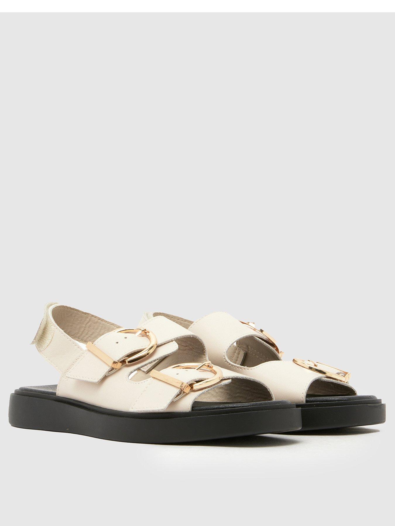 Image 2 of 4 of Schuh Wide Fit Tenerife Buckle Sandal - Off White
