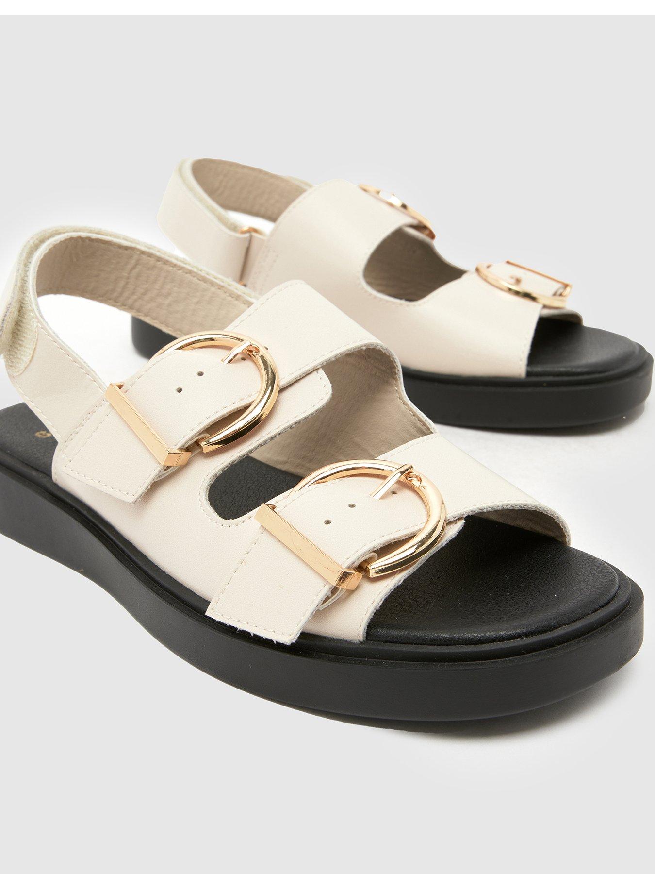 Image 3 of 4 of Schuh Wide Fit Tenerife Buckle Sandal - Off White