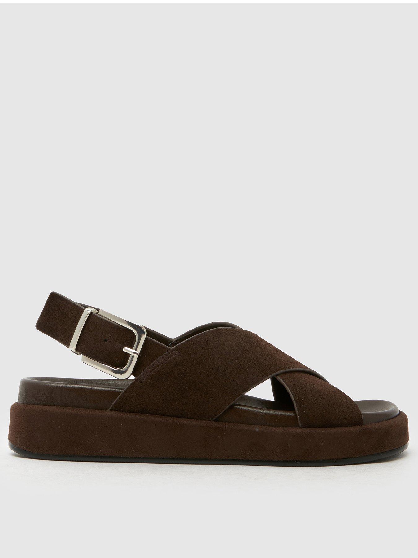 Schuh Tennessee Suede Cross Strap Sandal - Brown
