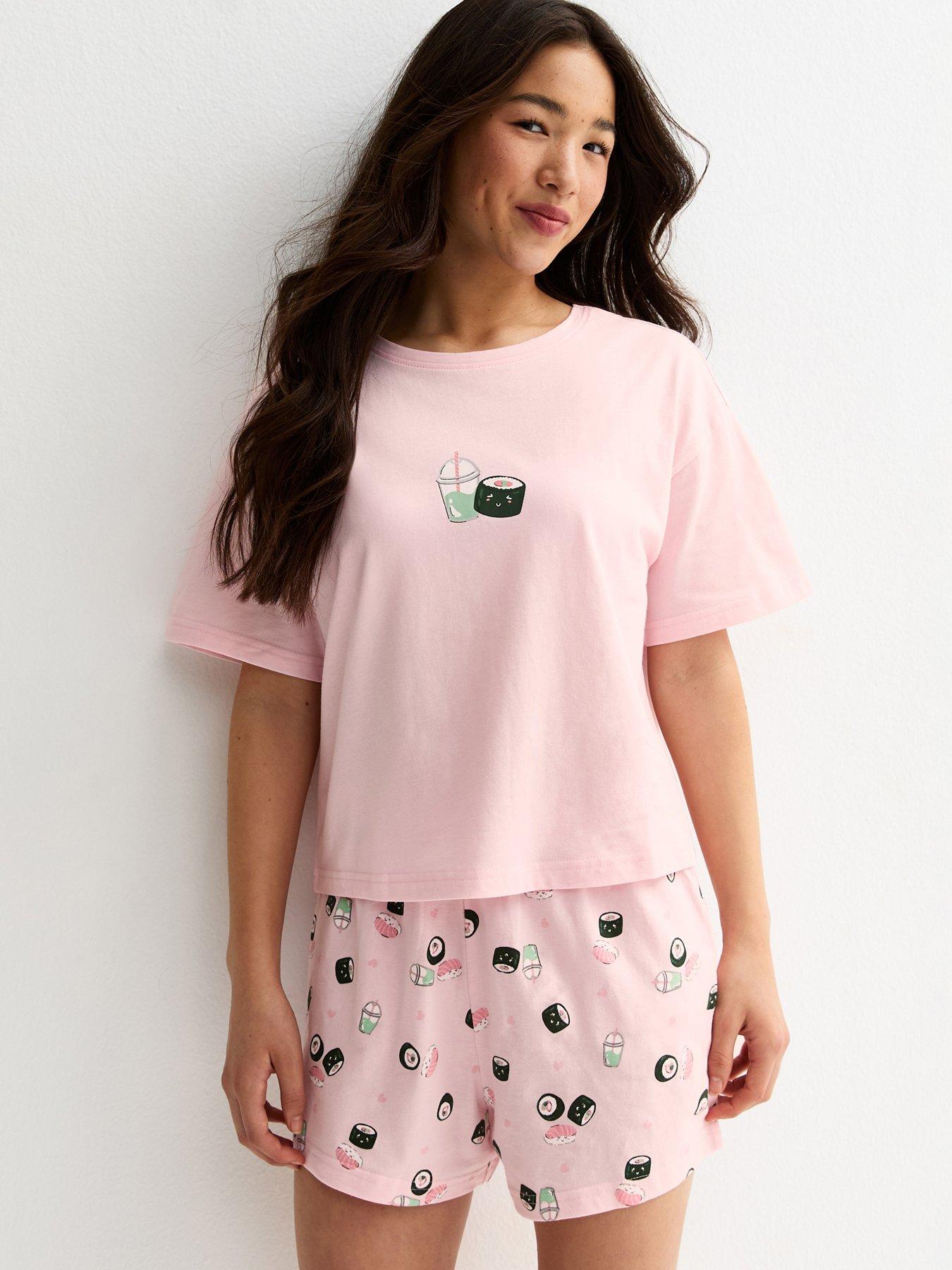New Look 915 Girls Sushi Print T-Shirt And Shorts Pyjama Set - Light Pink