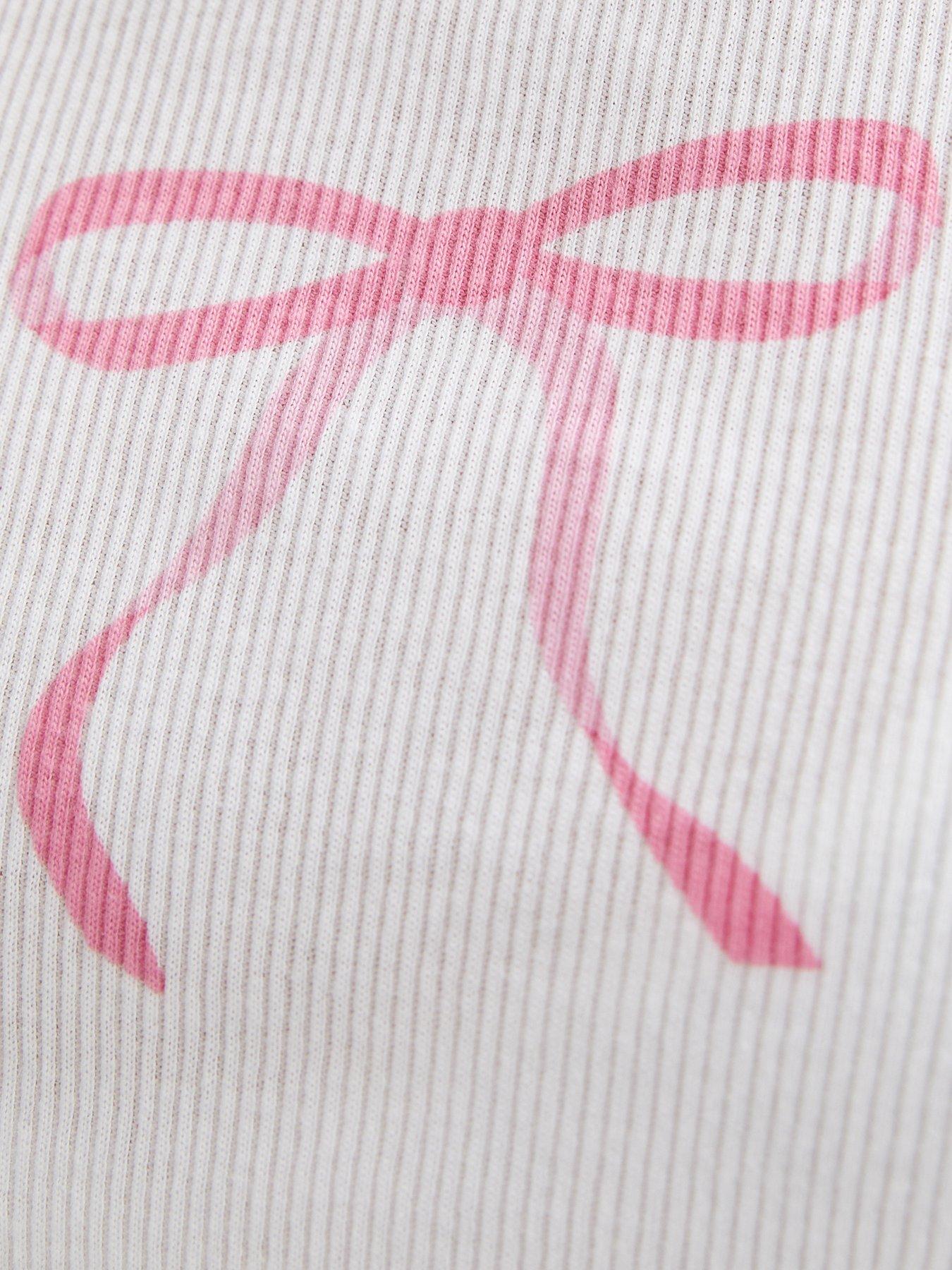 Image 5 of 5 of New Look 915 Girls Cotton Bow T-Shirt And Striped Shorts Pyjama Set - White