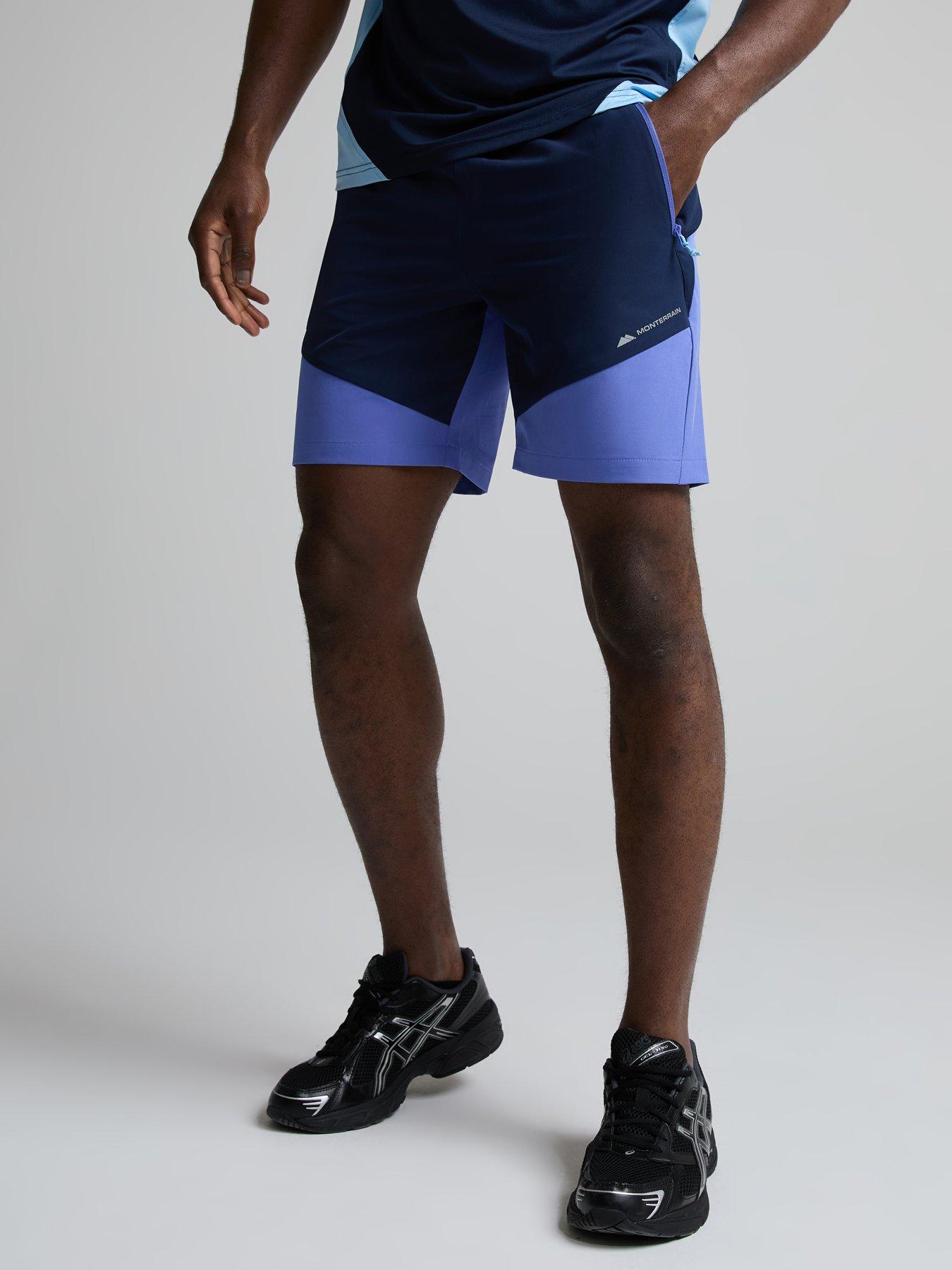 Monterrain Mens Colour Block Woven Training Shorts - Navy/Purple