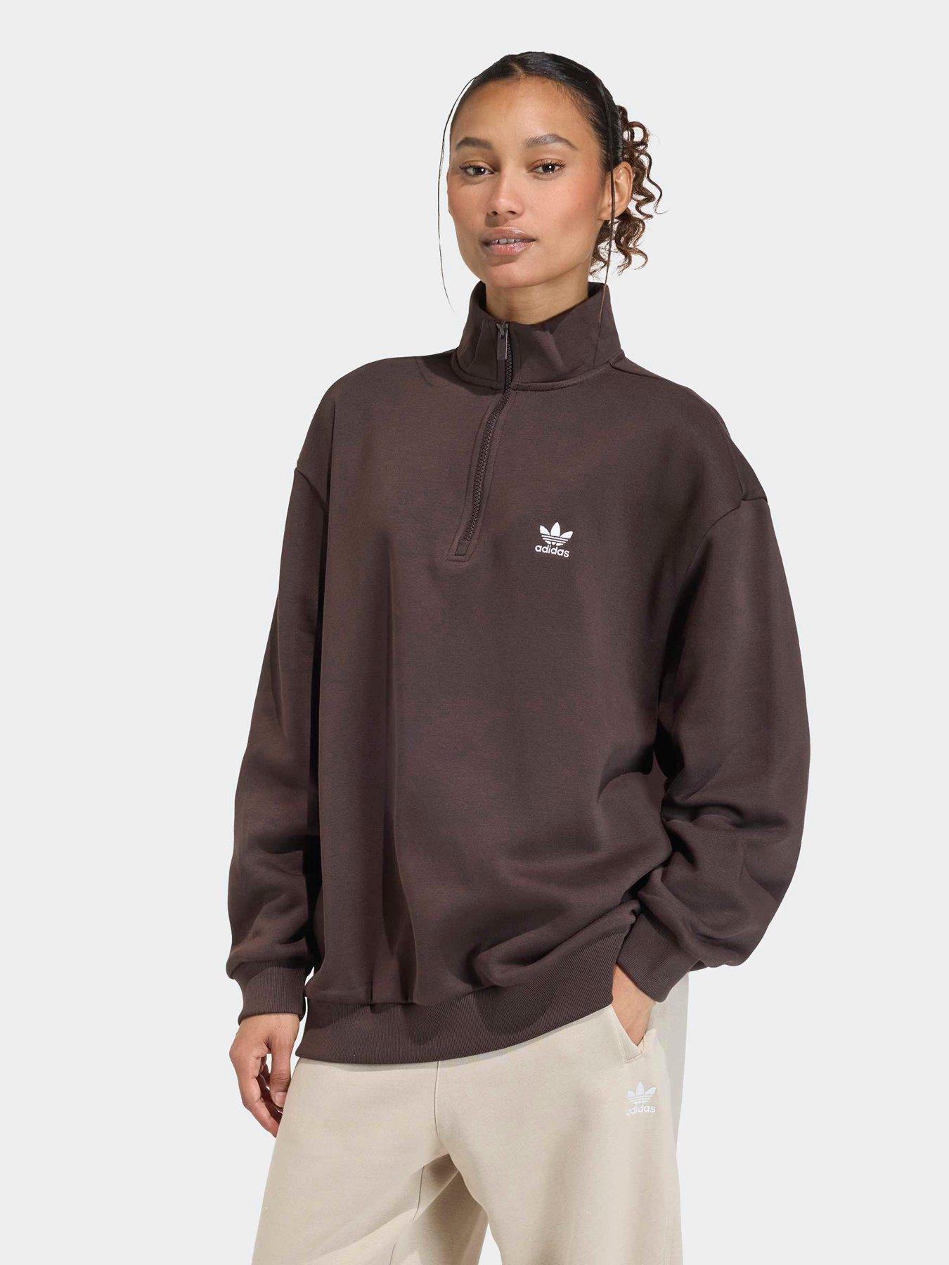adidas Originals Women's Half-Zip Sweatshirt - Brown