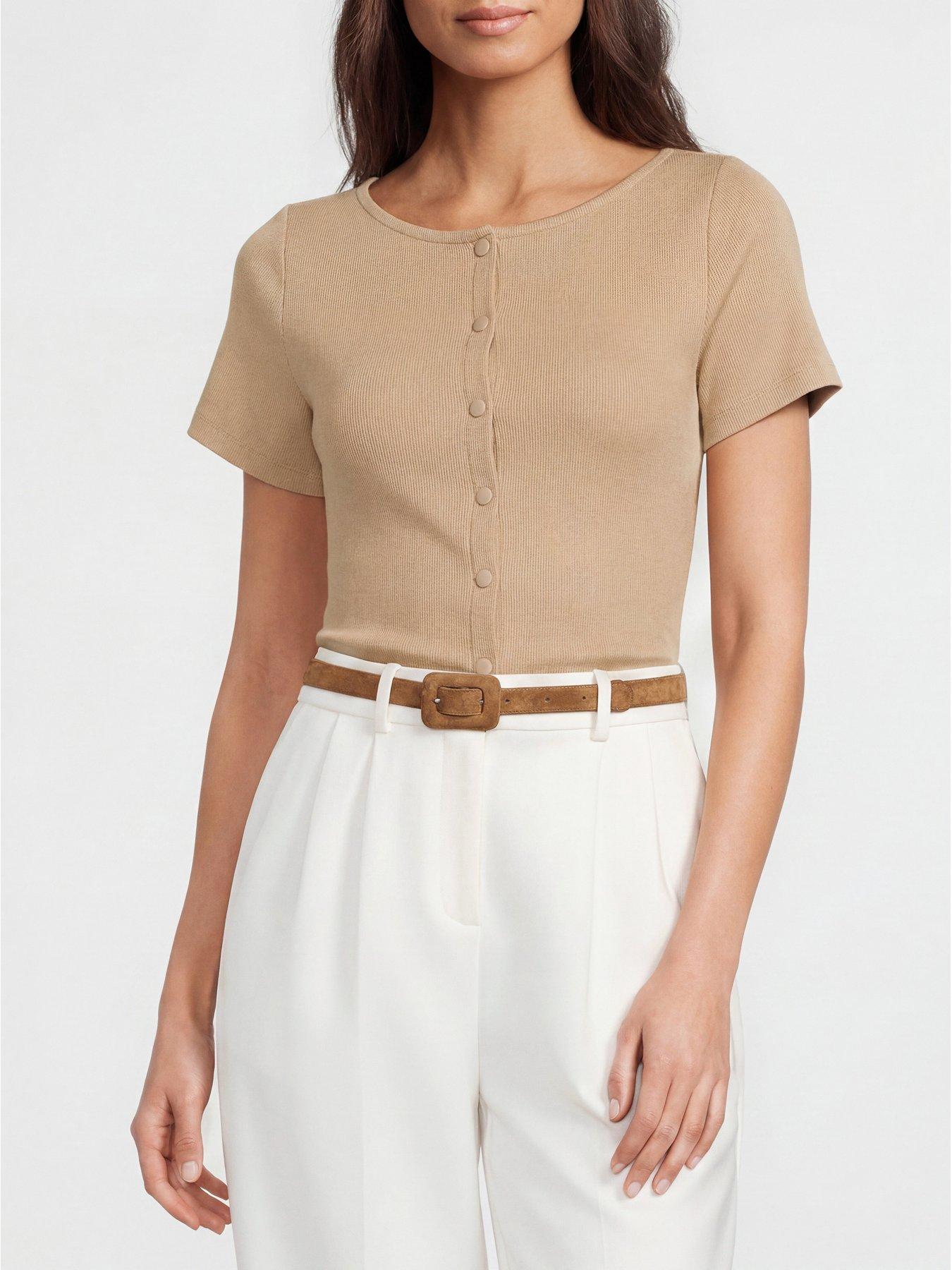 Image 2 of 5 of The Very Collection Covered Buckle Belt - Beige