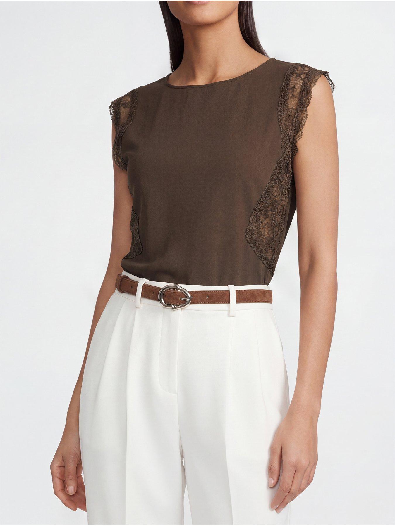 Image 2 of 5 of The Very Collection Oval Hammered Buckle Belt - Brown