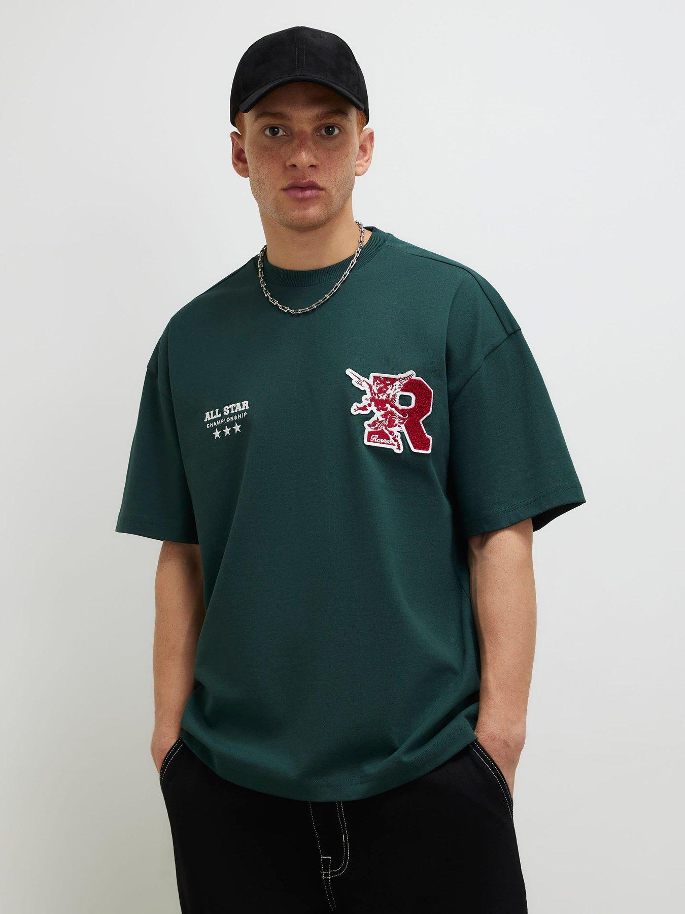 Image 1 of 6 of River Island Badge Graphic T-Shirt - Green
