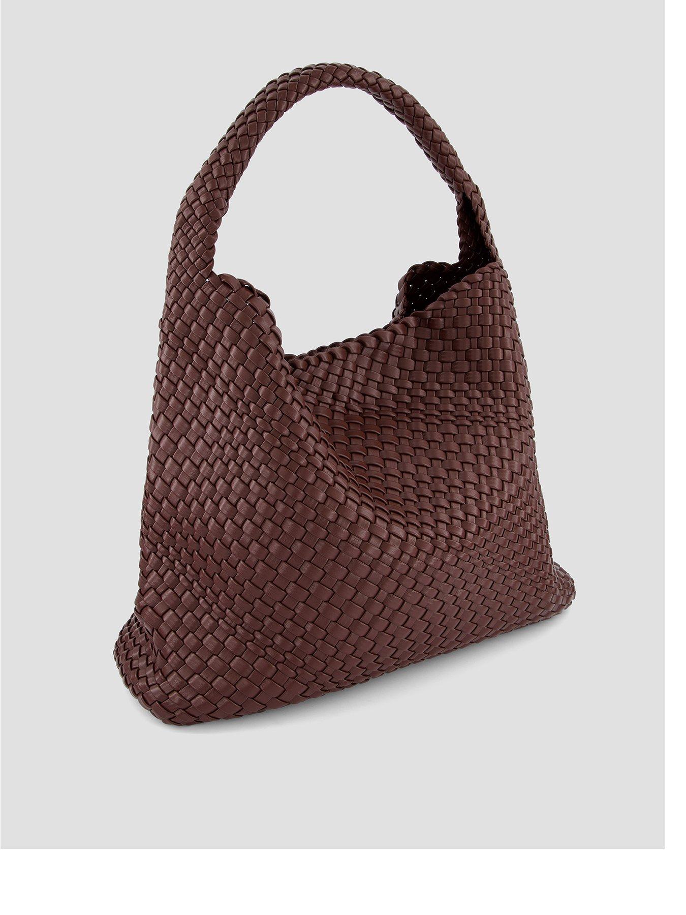 The Very Collection Pu Hand Weave Medium Shoulder Bag - Burgundy