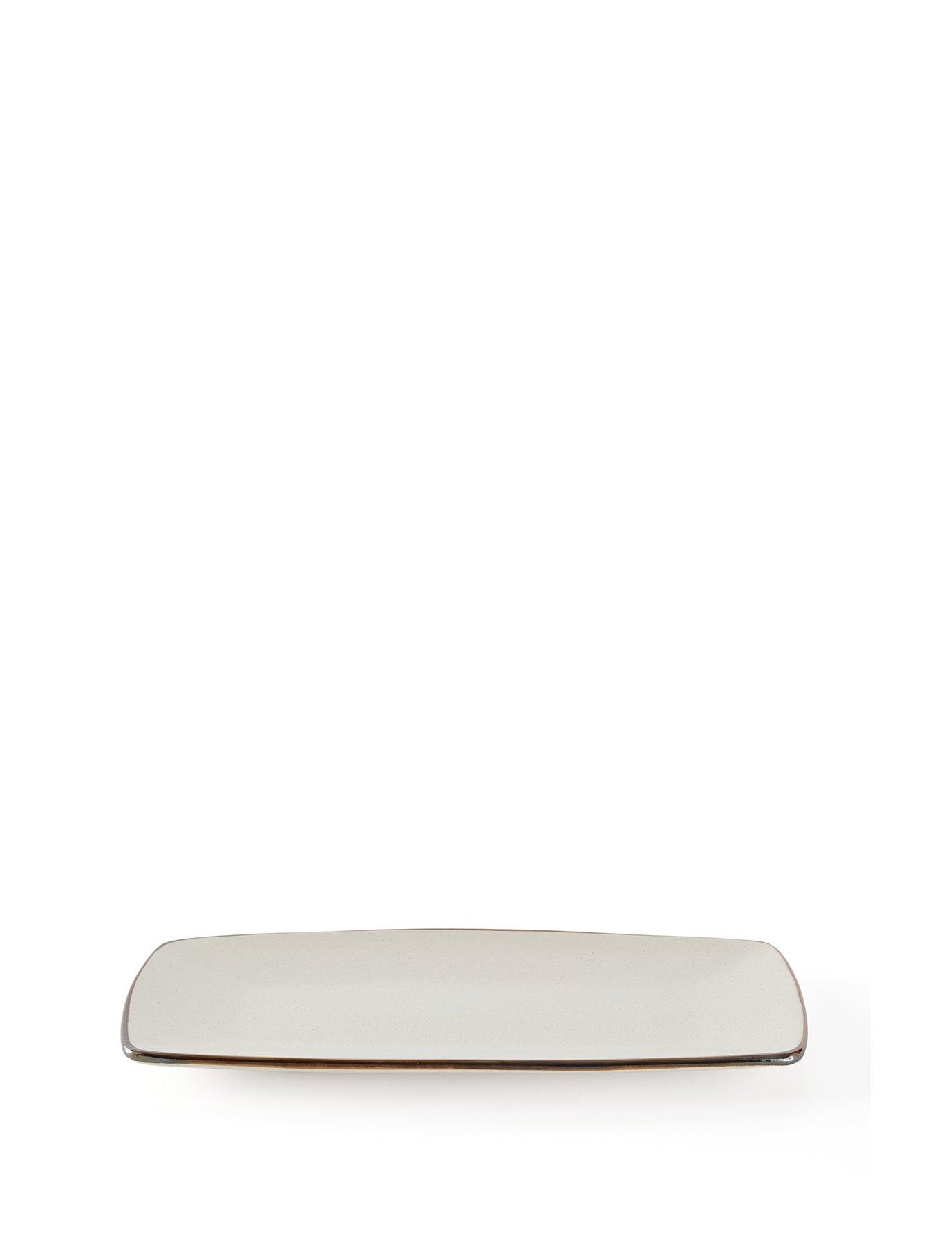 Image 2 of 7 of Michelle Keegan Home Platter Serving Plate&nbsp;&nbsp;- Speckle Cream Glaze With Brown Reactive Rim