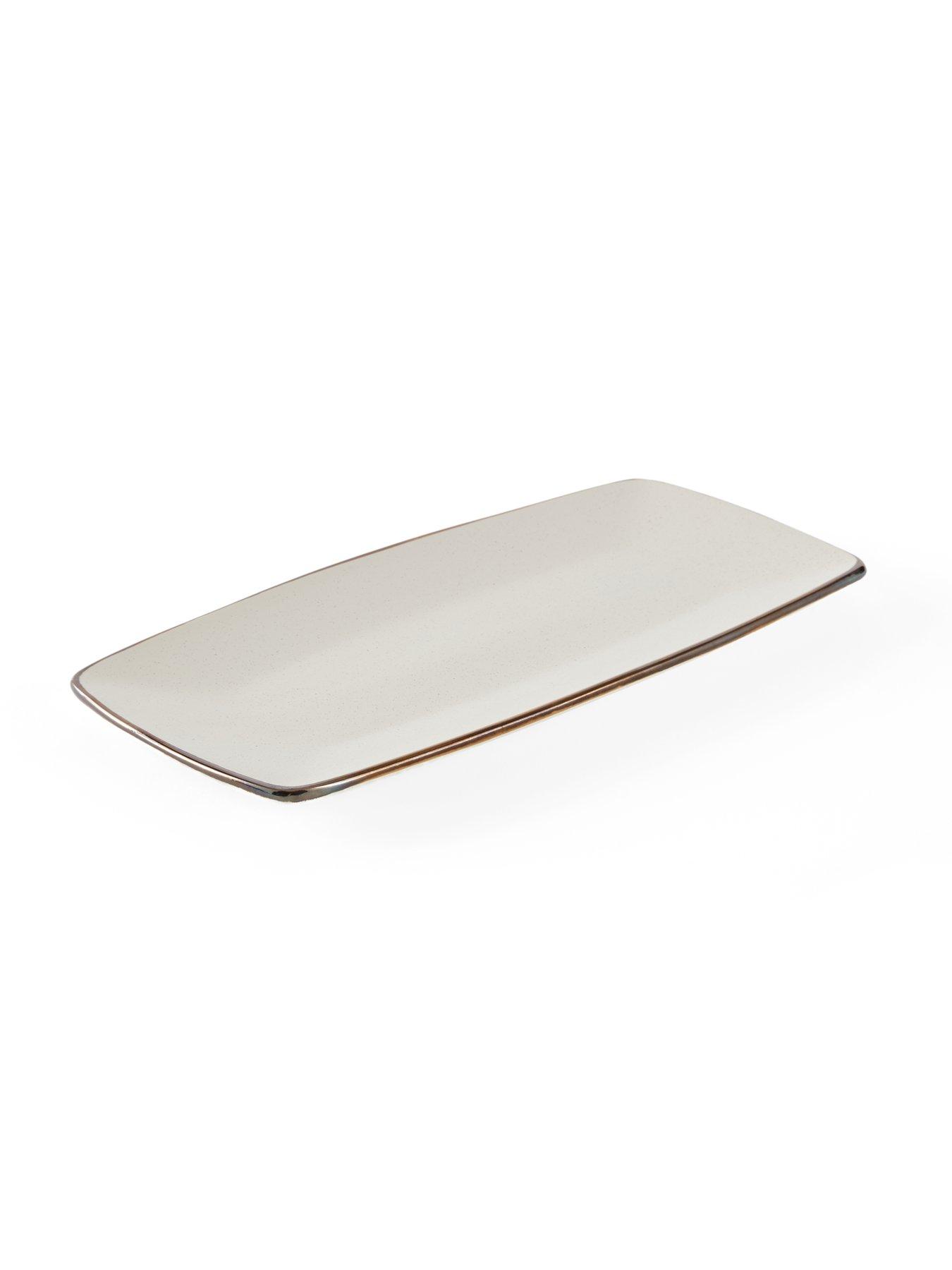 Image 3 of 7 of Michelle Keegan Home Platter Serving Plate&nbsp;&nbsp;- Speckle Cream Glaze With Brown Reactive Rim