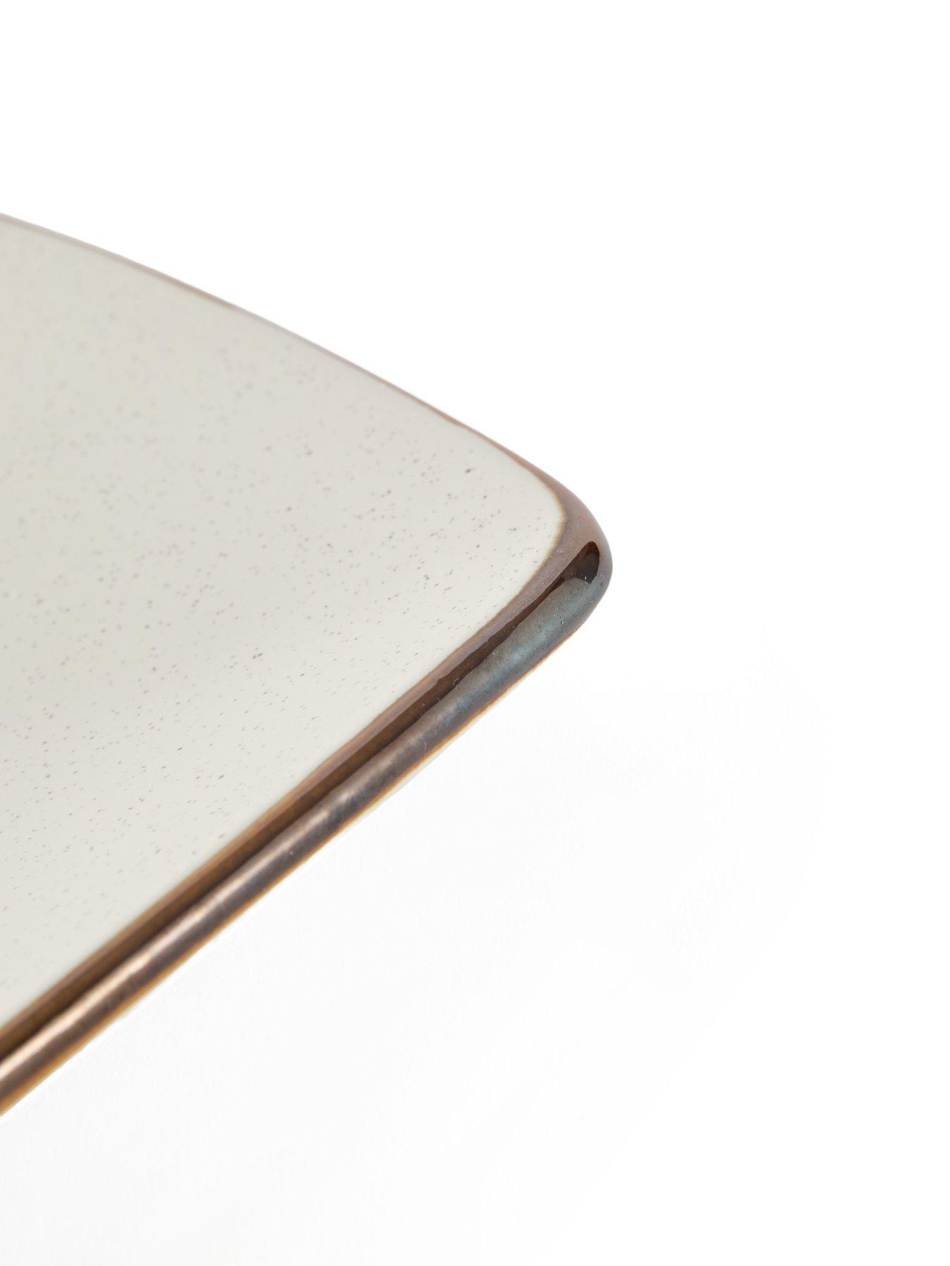 Image 4 of 7 of Michelle Keegan Home Platter Serving Plate&nbsp;&nbsp;- Speckle Cream Glaze With Brown Reactive Rim
