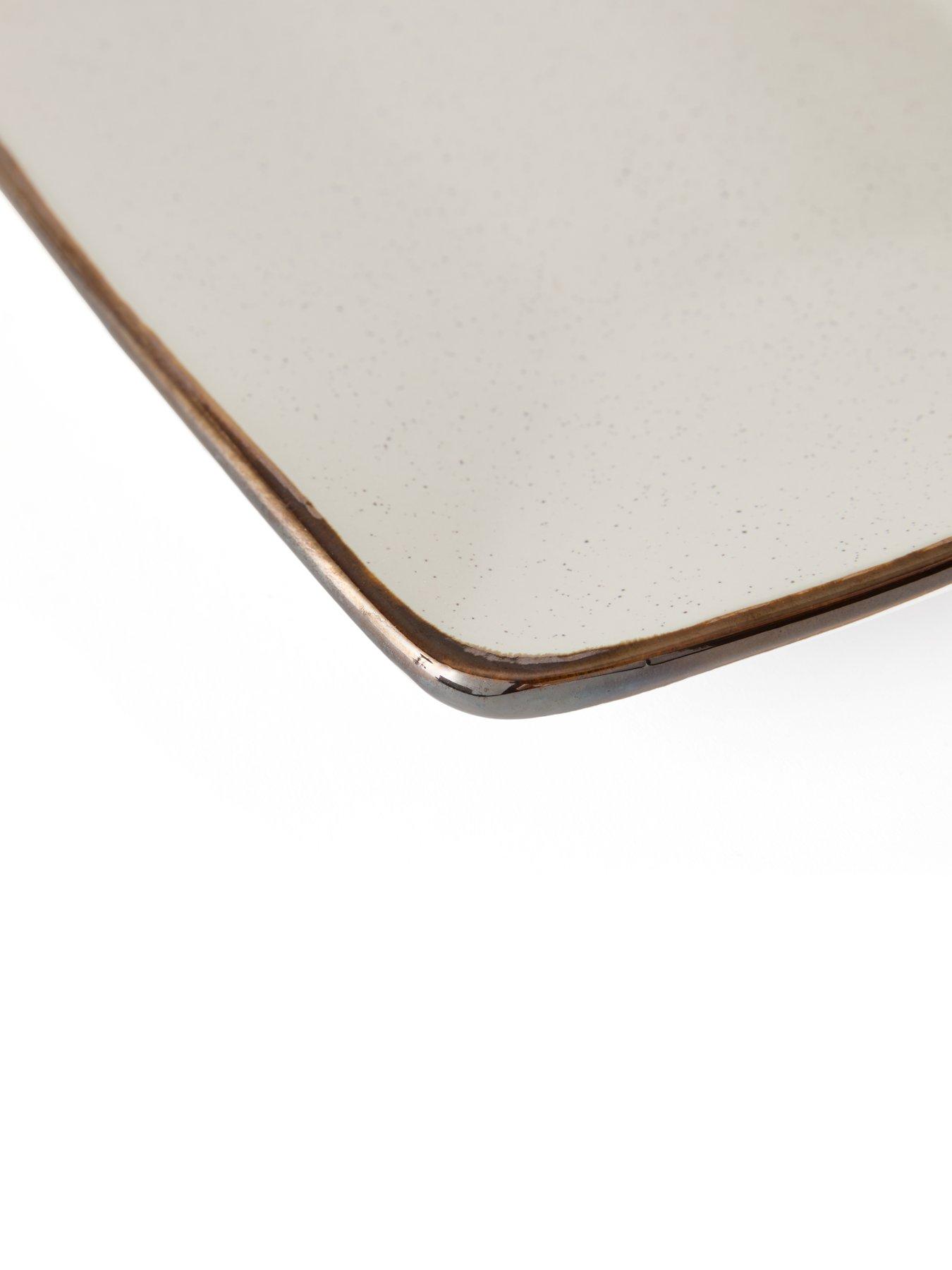 Image 6 of 7 of Michelle Keegan Home Platter Serving Plate&nbsp;&nbsp;- Speckle Cream Glaze With Brown Reactive Rim
