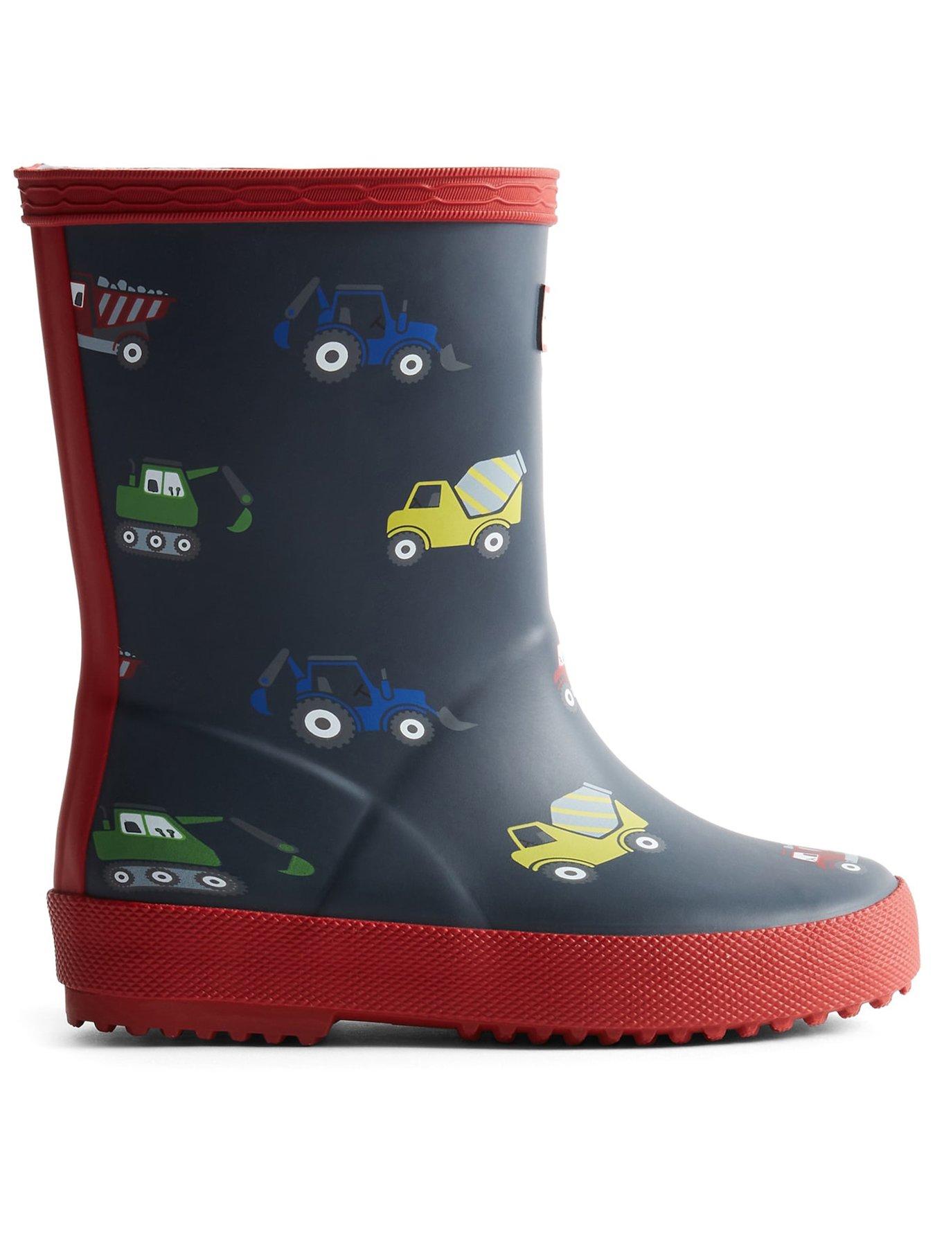 Hunter Kids First Construction Print Boot, Multi, Size 13 Younger